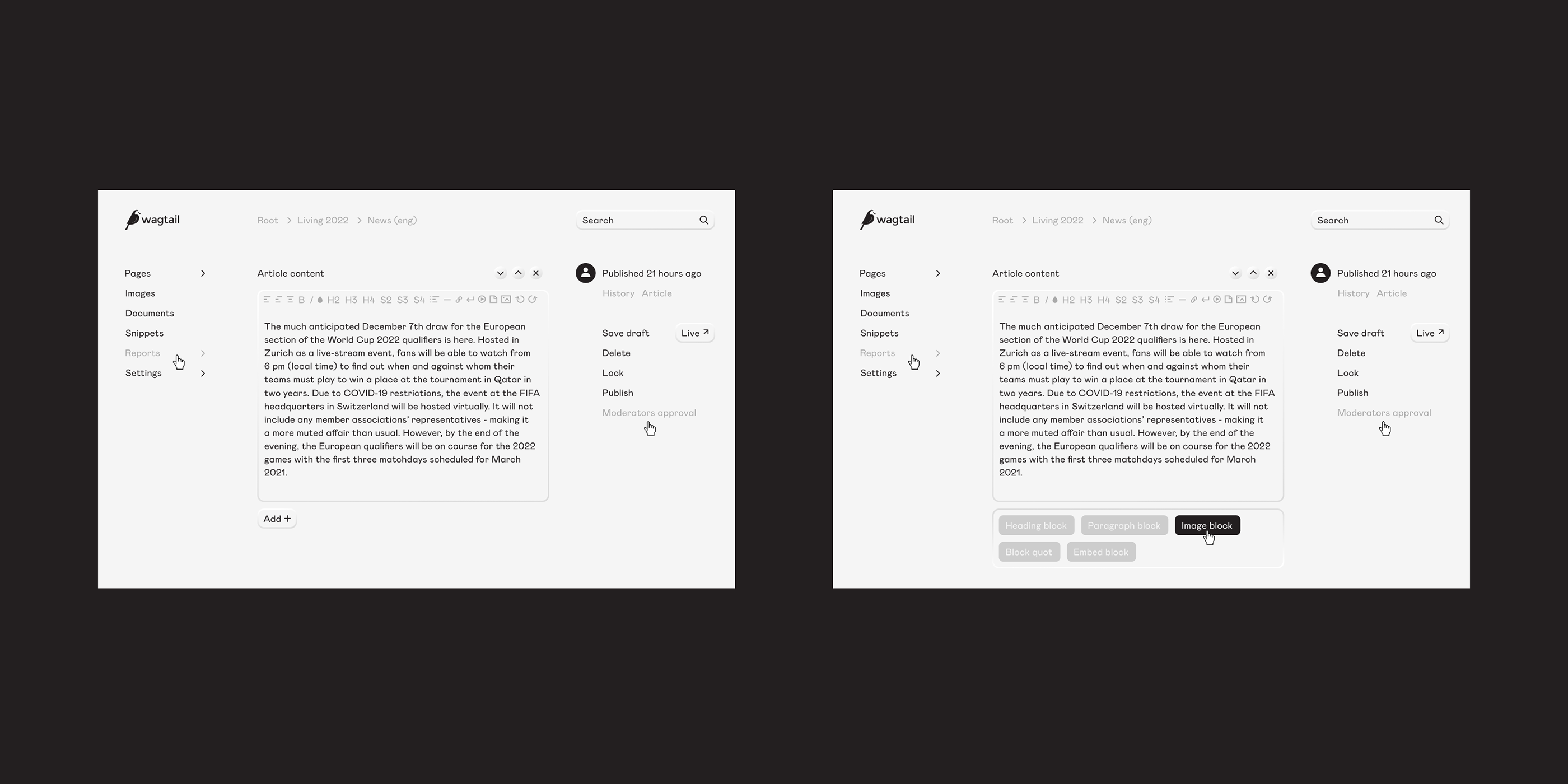 Design for Wagtail CMS — Изображение №9 — Интерфейсы, Брендинг на Dprofile