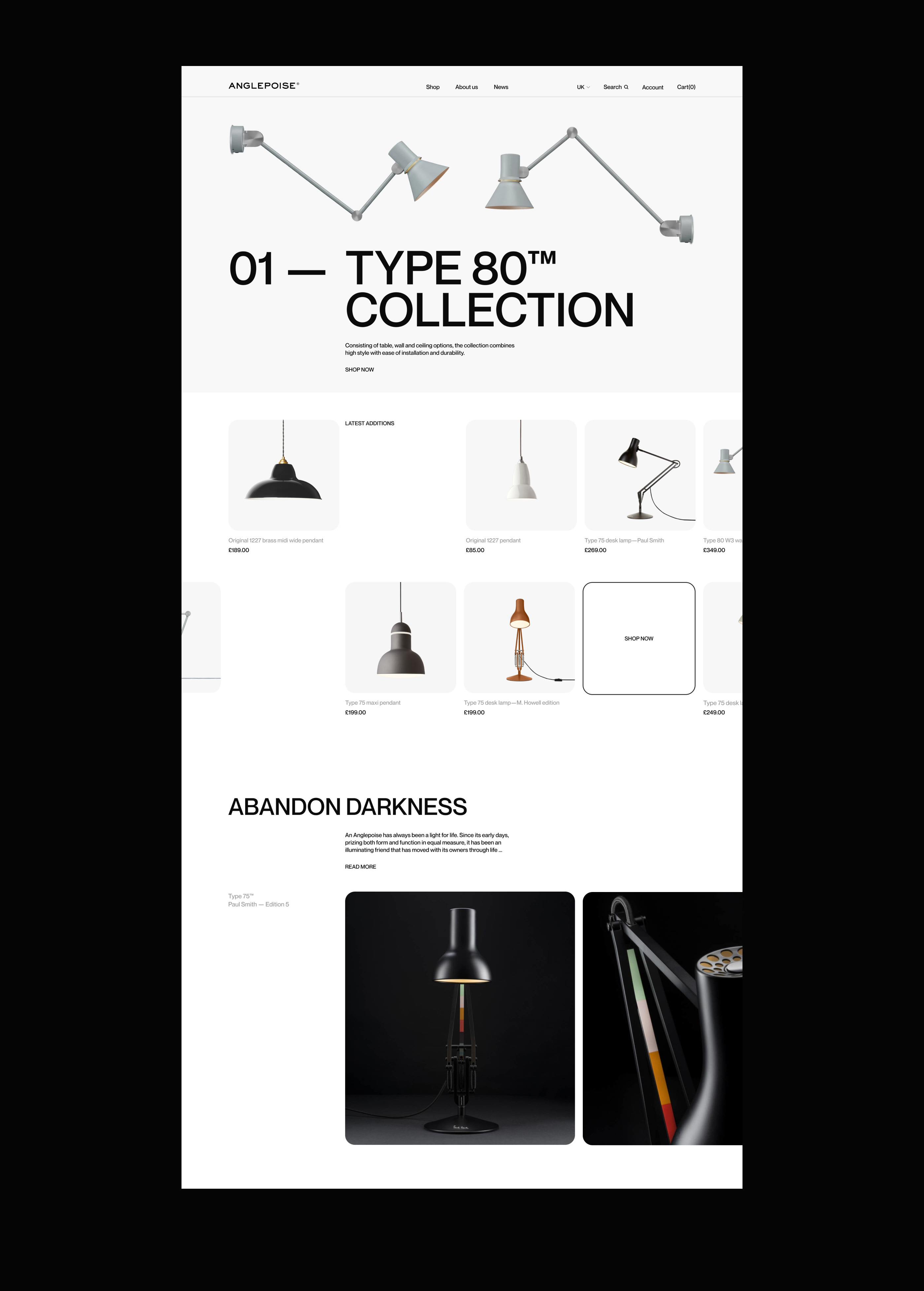 Anglepoise. Concept corporate website — Изображение №3 — Интерфейсы, Брендинг на Dprofile
