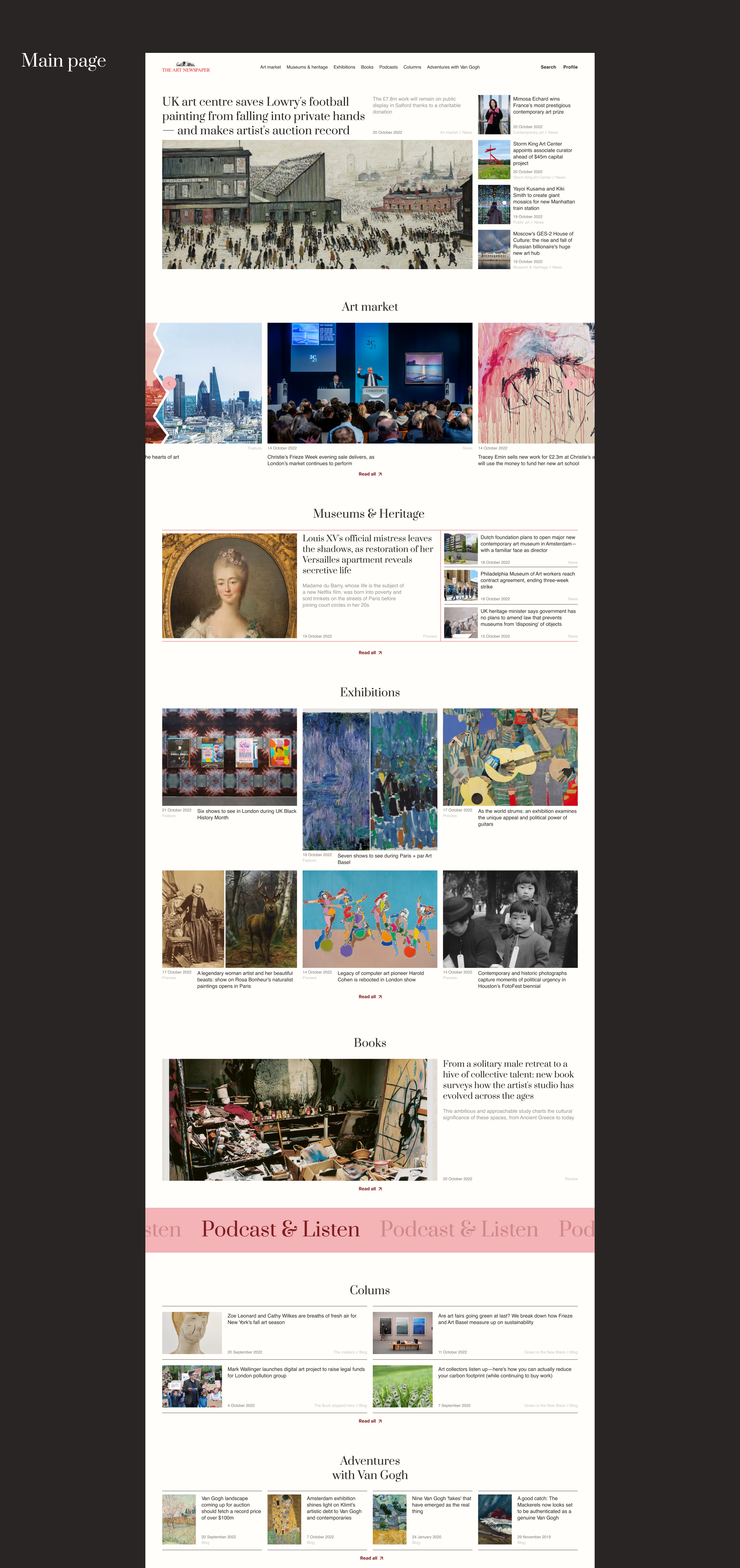 The Art Newspaper — news website — Изображение №2 — Интерфейсы на Dprofile