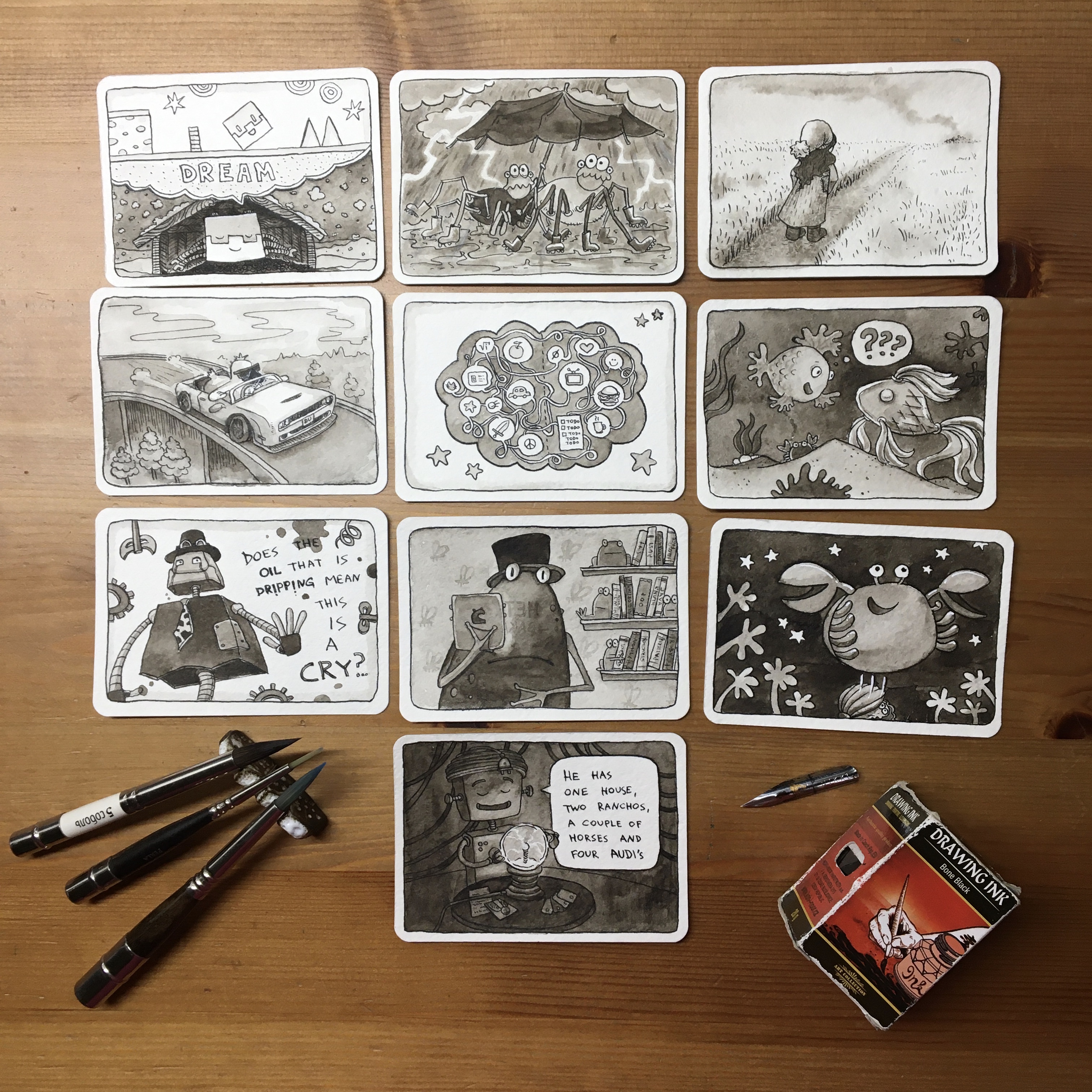 Inktober-2023, часть I: "аналоговая" — Изображение №1 — Иллюстрация, Графика на Dprofile