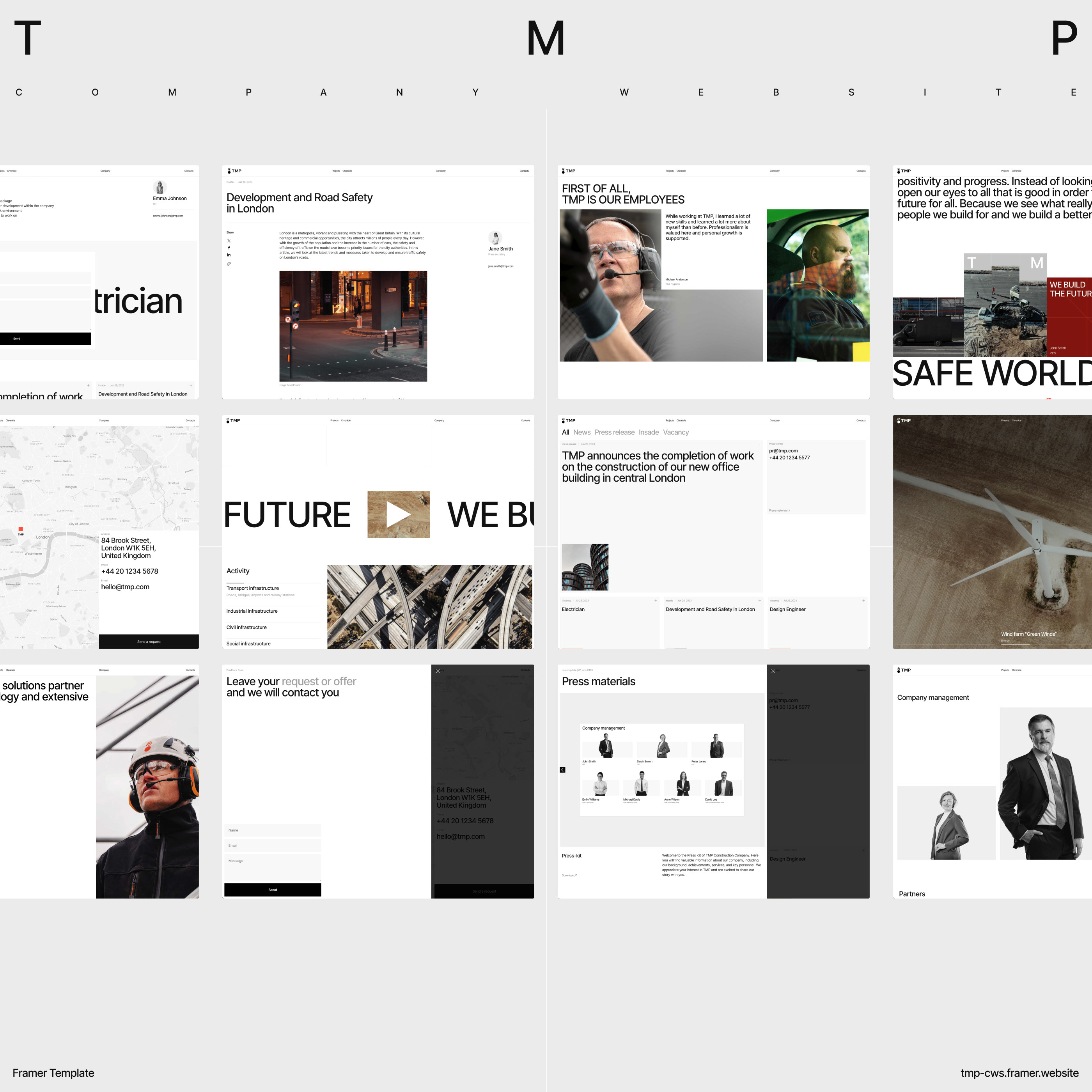 TMP — Company Website (Framer Template) — Изображение №1 — Интерфейсы, Брендинг на Dprofile