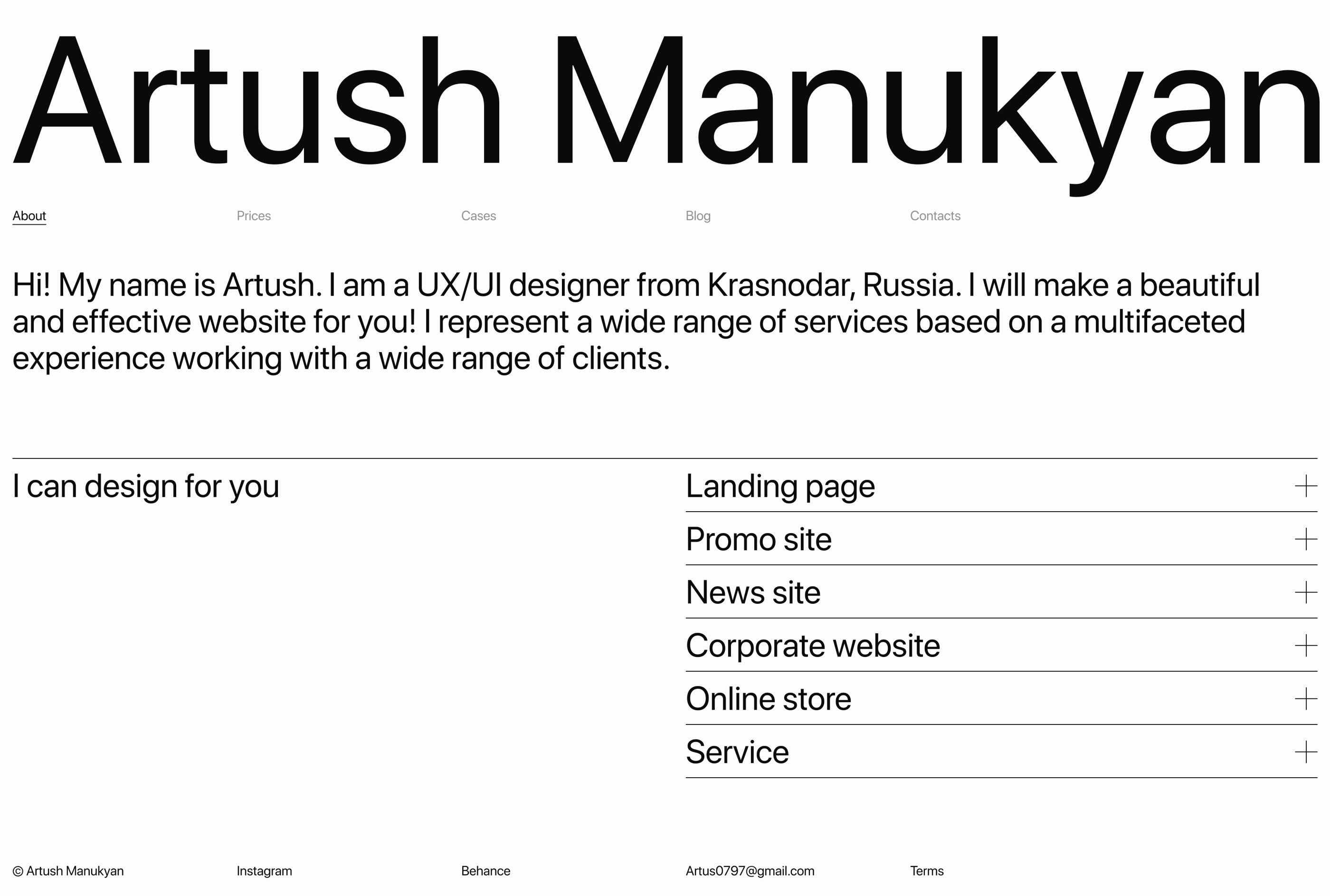 Artush Manukyan – portfolio website — Изображение №2 — Интерфейсы на Dprofile