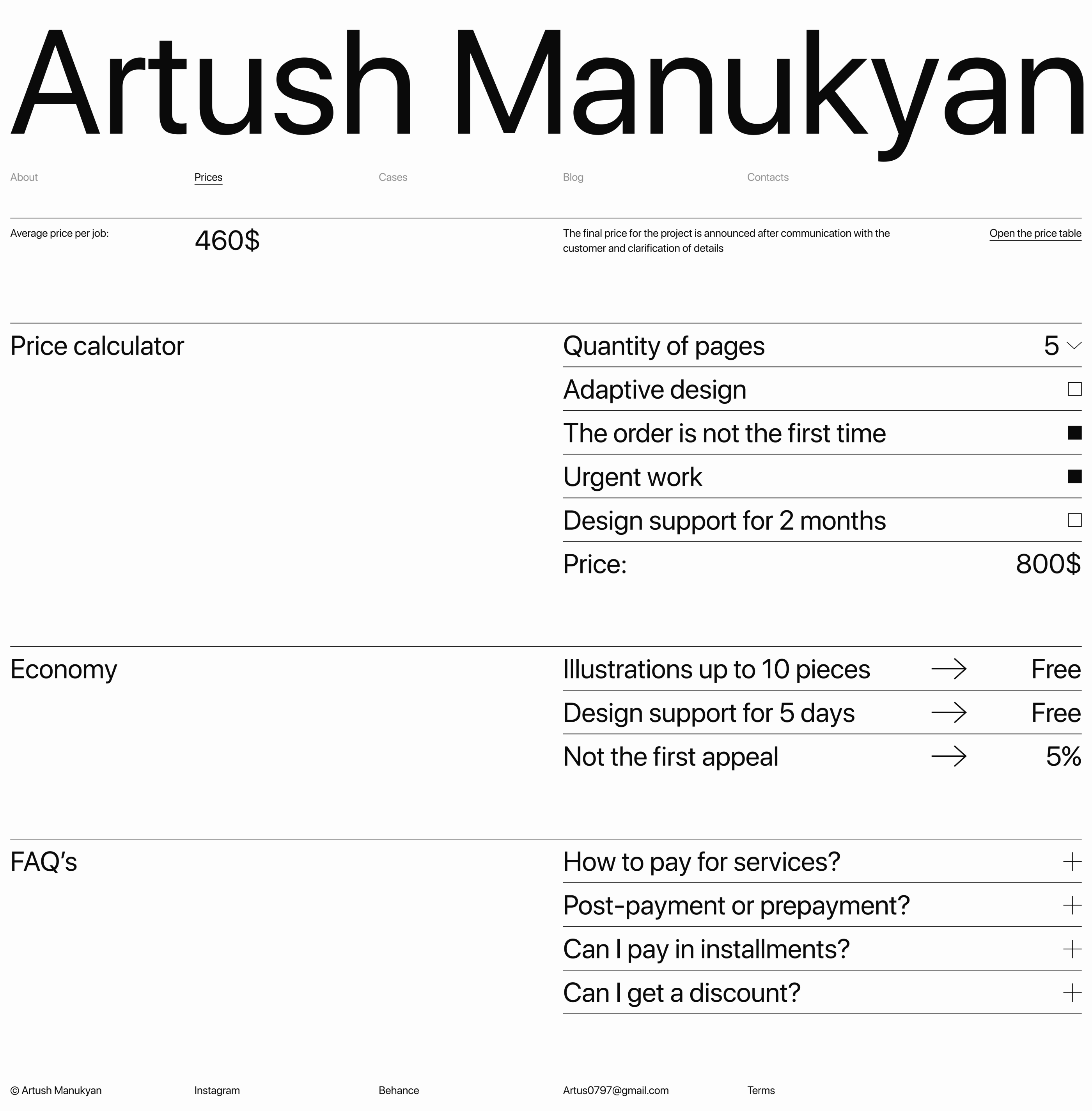 Artush Manukyan – portfolio website — Изображение №6 — Интерфейсы на Dprofile