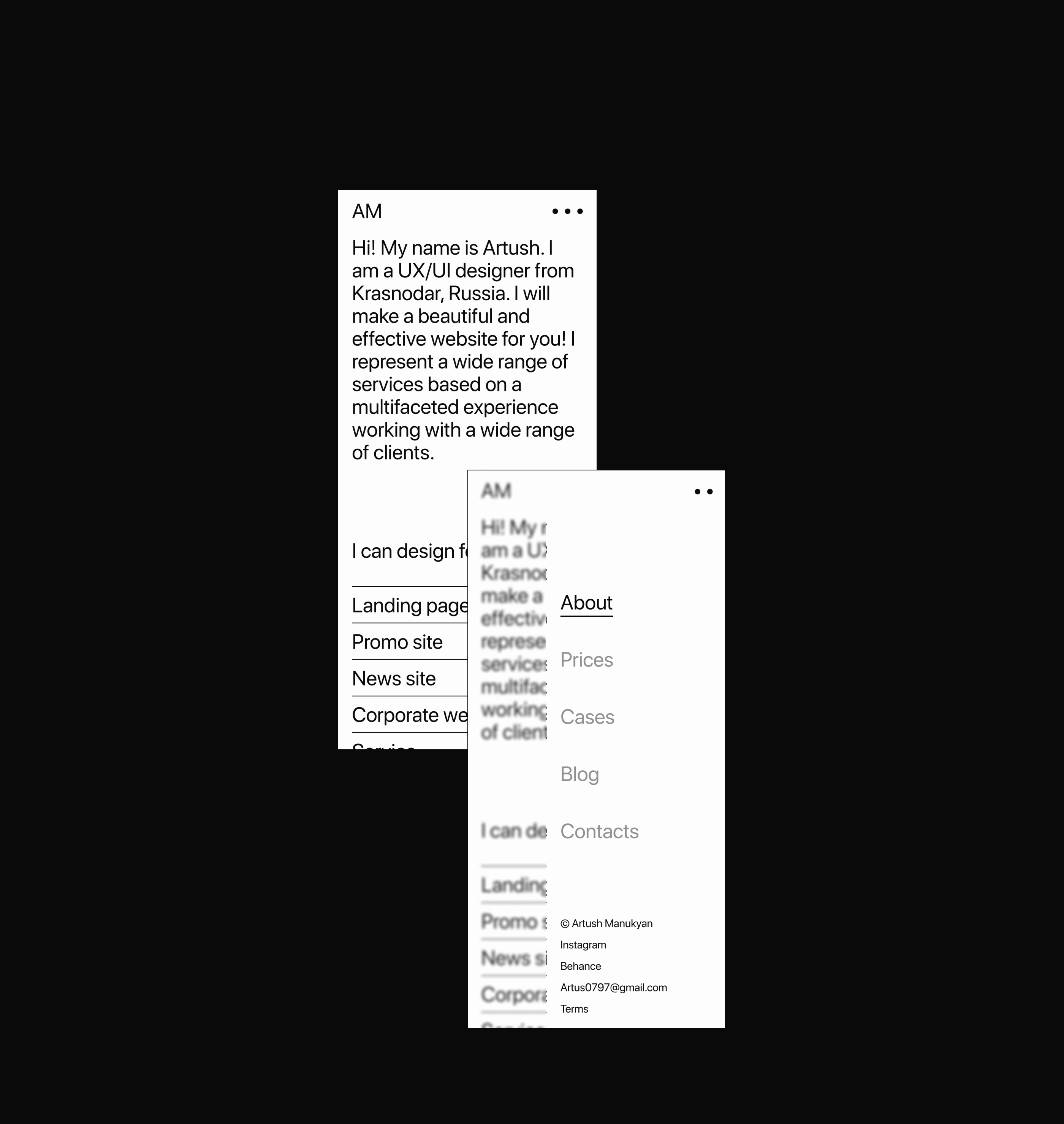 Artush Manukyan – portfolio website — Изображение №3 — Интерфейсы на Dprofile