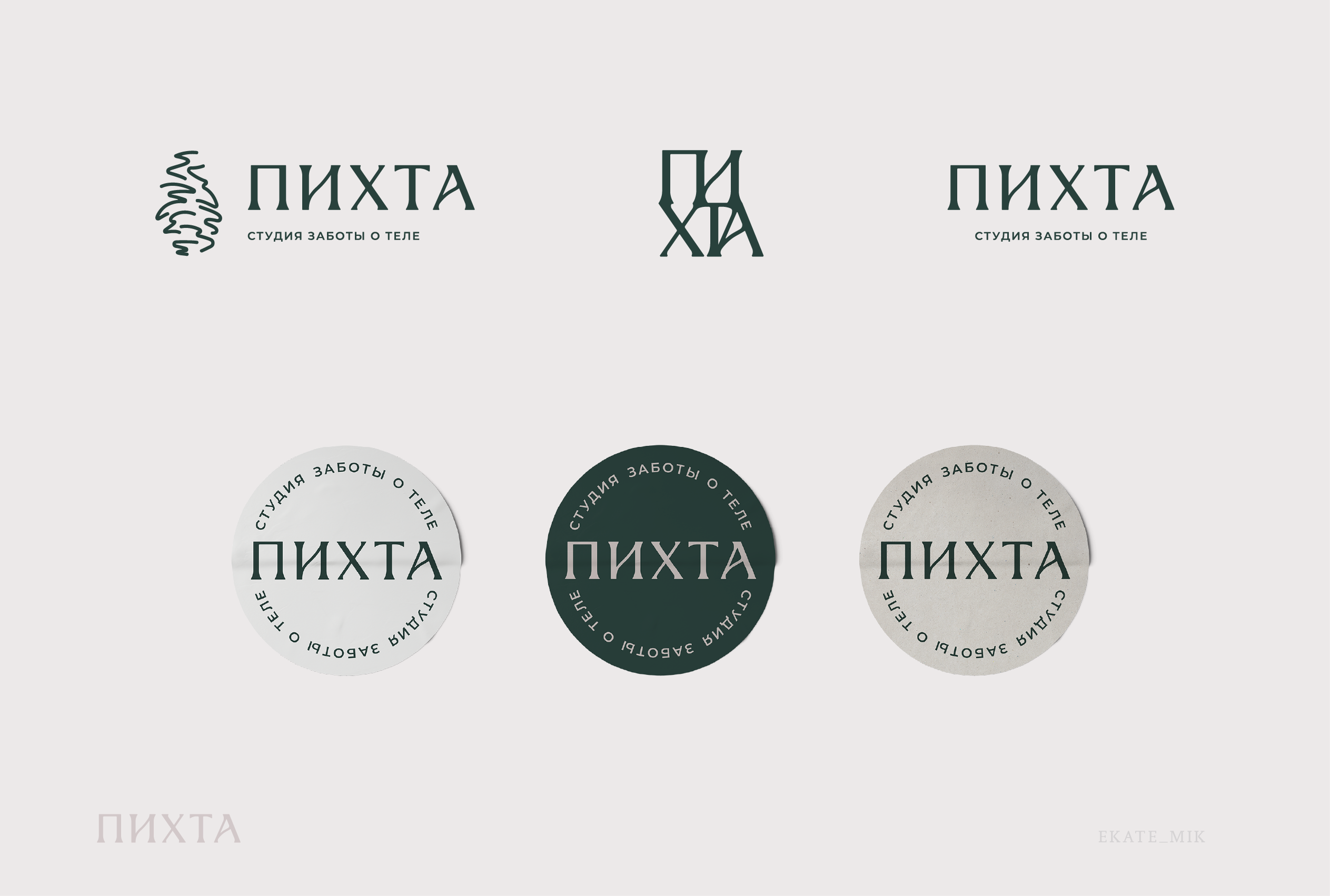 Логотип ПИХТА. Забота о теле. Студия массажа — Изображение №5 — Брендинг, Графика на Dprofile