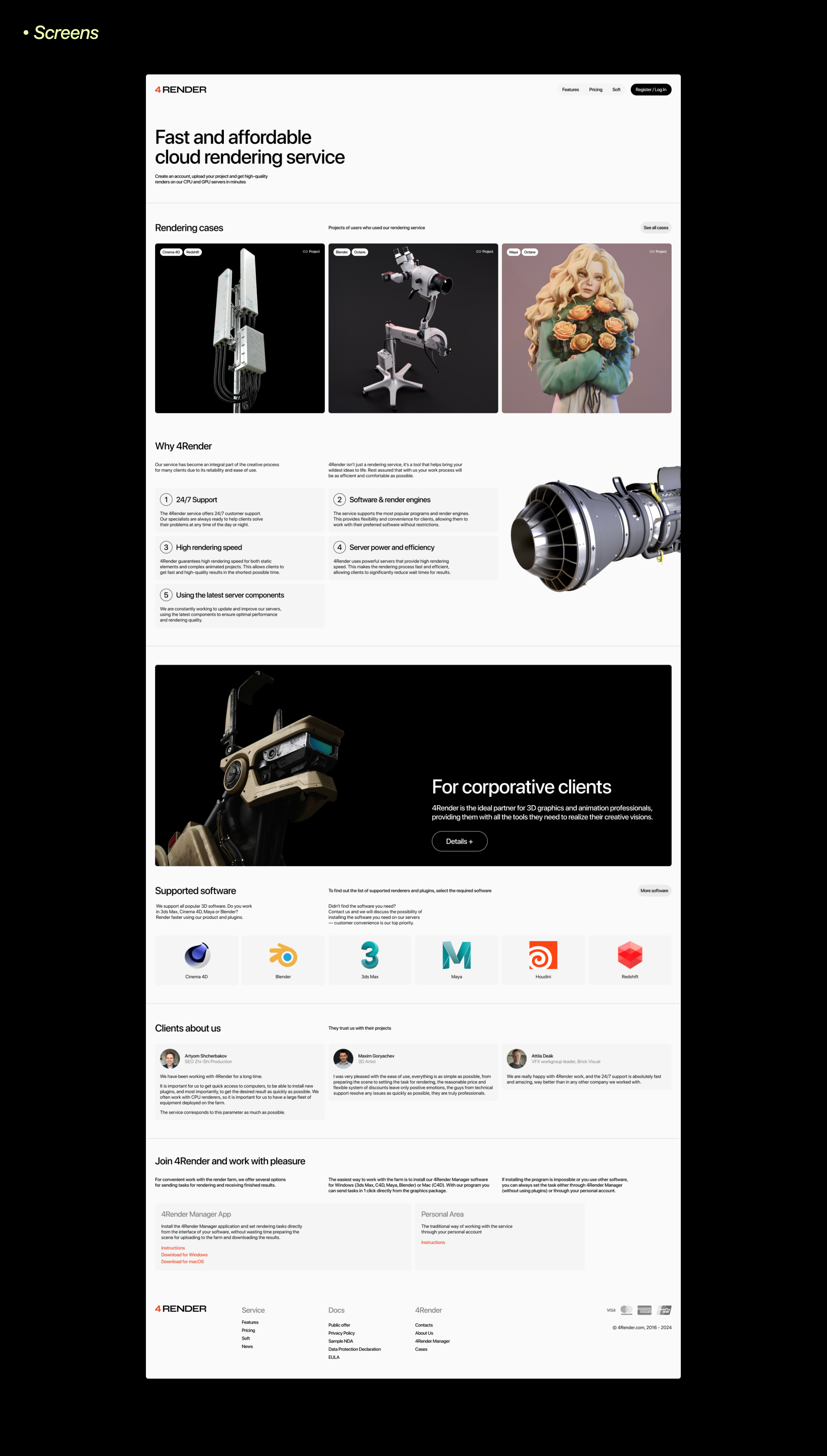 4 Render - Cloud Rendering Service — Изображение №5 — Интерфейсы, Анимация на Dprofile