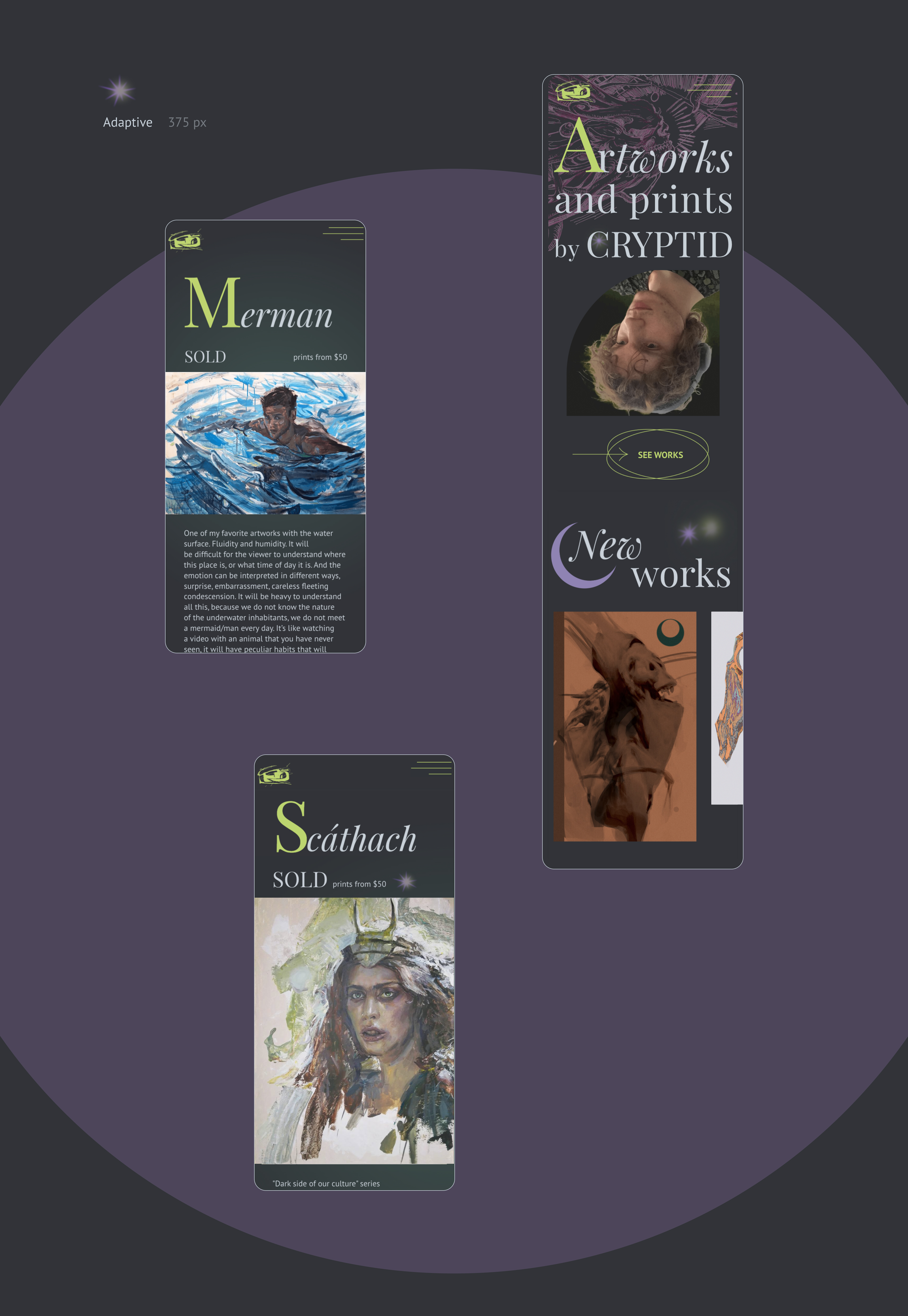 Сайт-портфолио для художника Cryptid — Изображение №13 — Интерфейсы на Dprofile