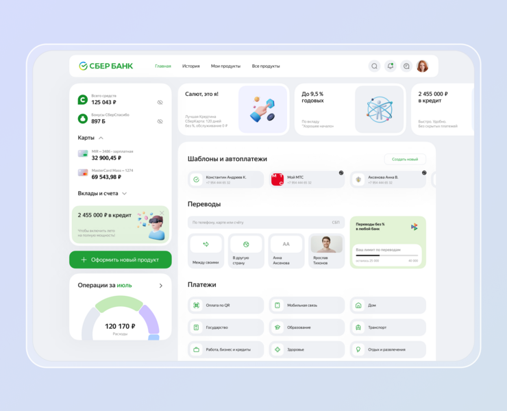 Redesign of Sberbank Online pages on the desktop • 2023 на Dprofile