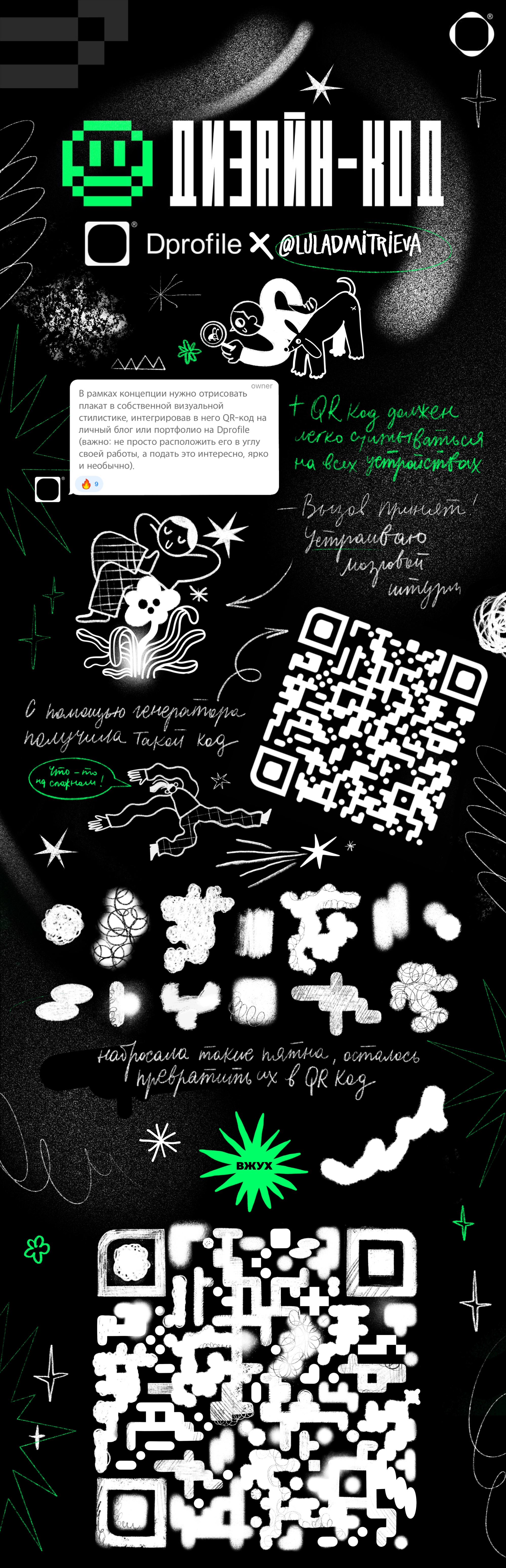 Дизайн QR-кода. Постер для Dprofile. — Изображение №1 — Иллюстрация, Графика на Dprofile