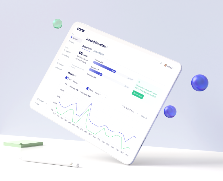 Soax. Личный кабинет клиента — Интерфейсы на Dprofile