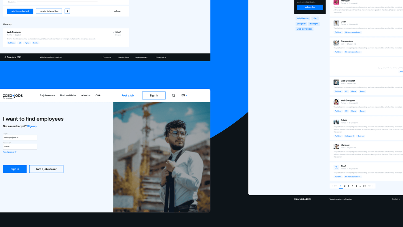 ZAZA.jobs | job search website — Изображение №7 — Интерфейсы на Dprofile