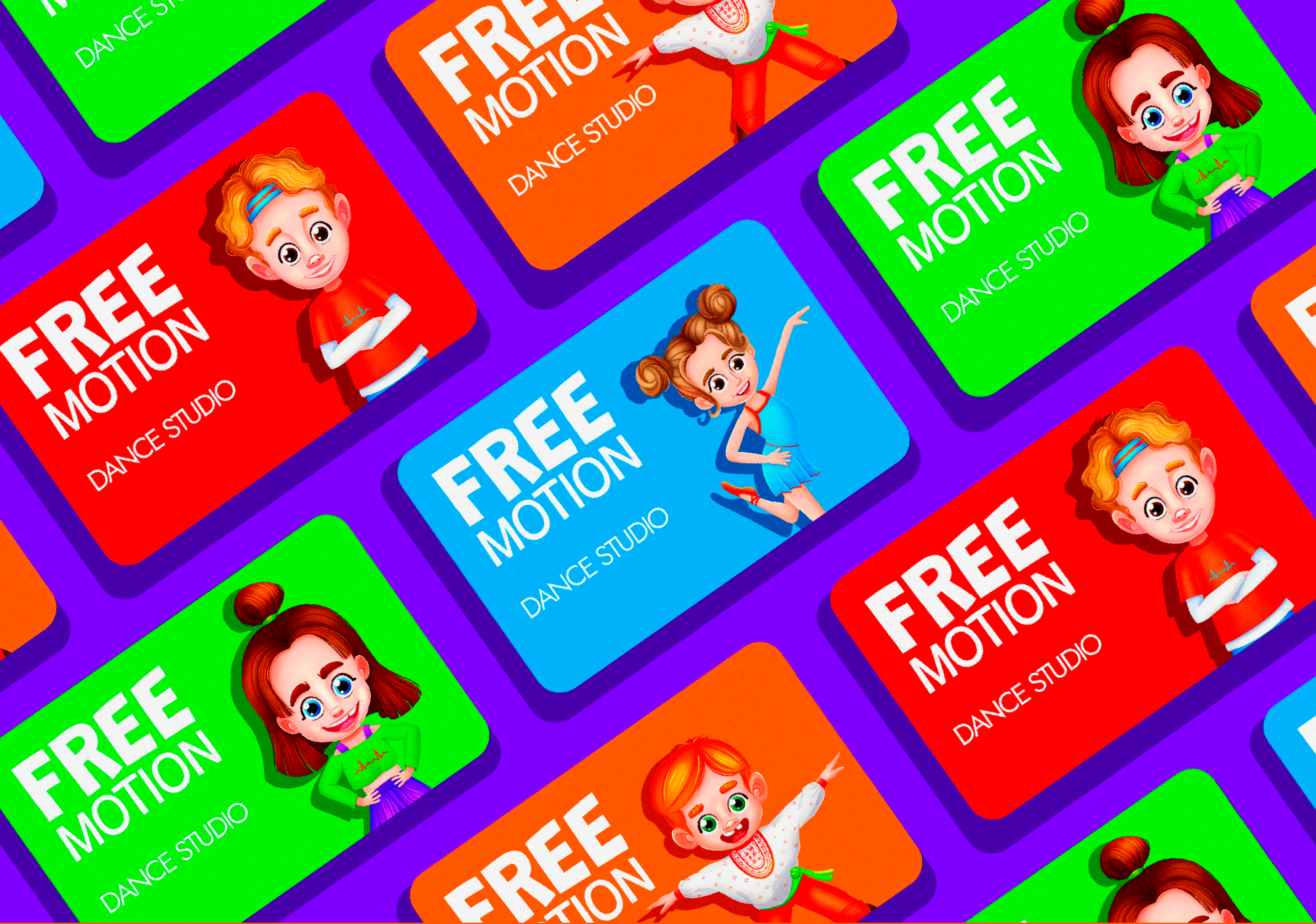 Персонажи для детской танцевальной студии. Free Motion — Изображение №2 — Иллюстрация на Dprofile
