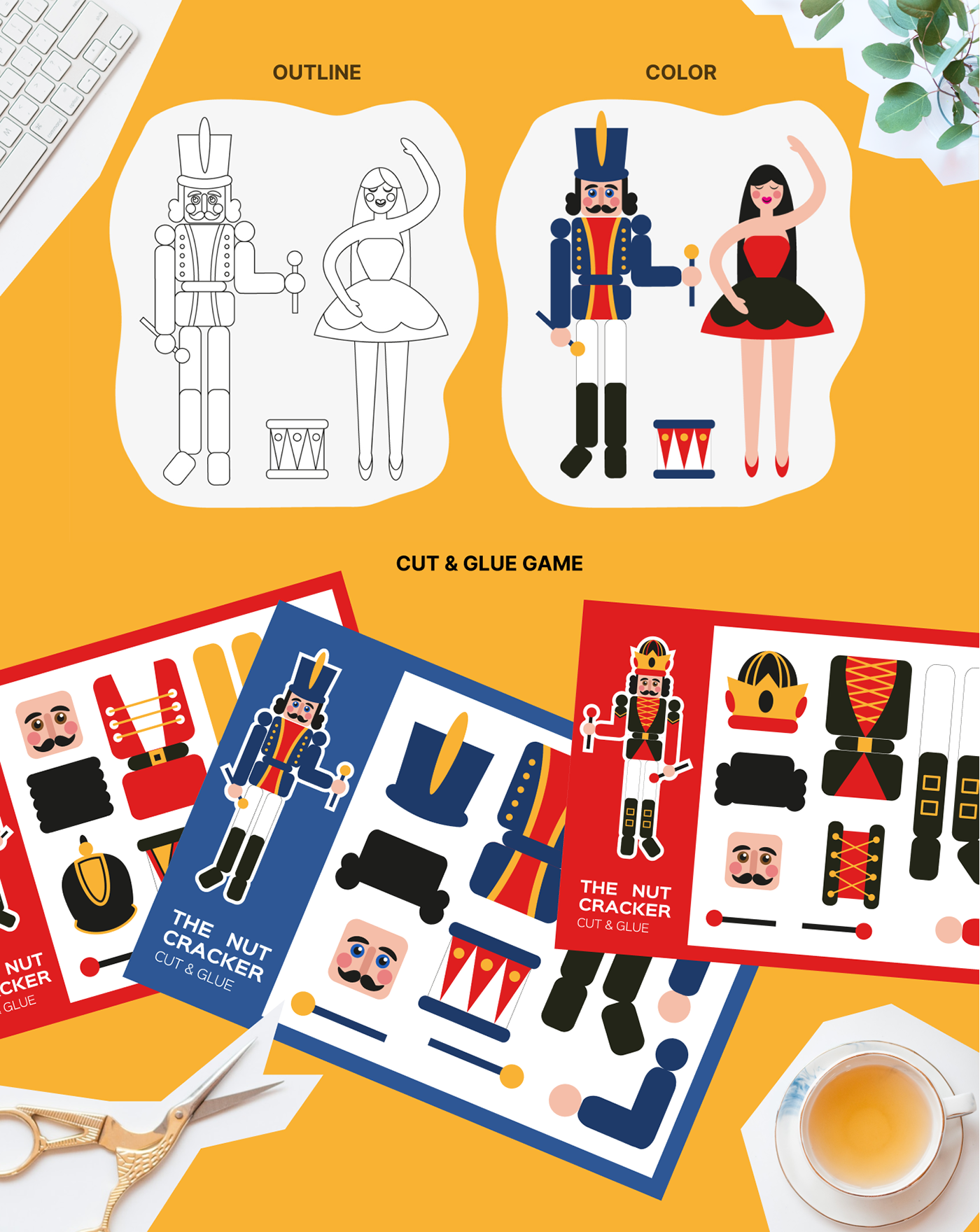 Christmas Nutcracker Greetings with kids worksheets — Изображение №8 — Иллюстрация, Графика на Dprofile