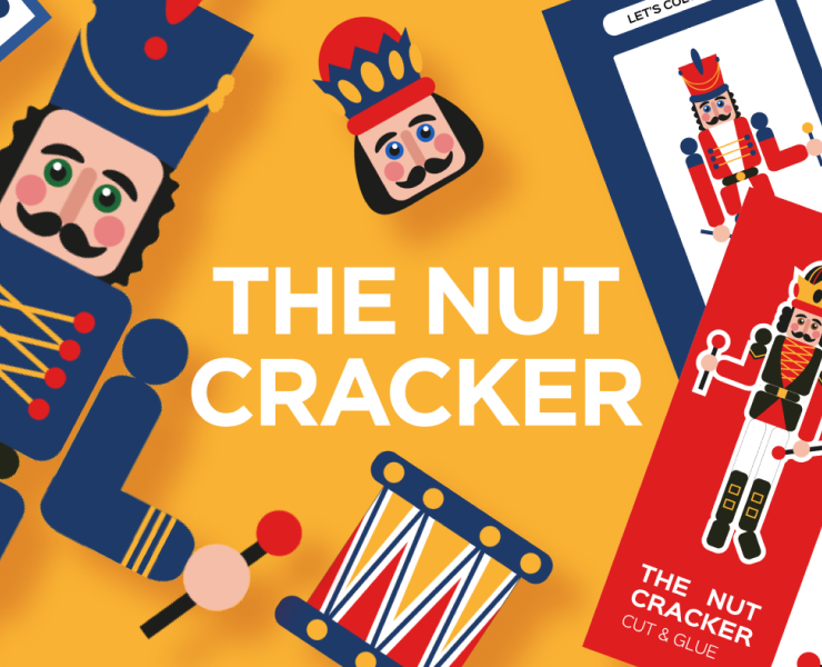 Christmas Nutcracker Greetings with kids worksheets — Иллюстрация, Графика на Dprofile