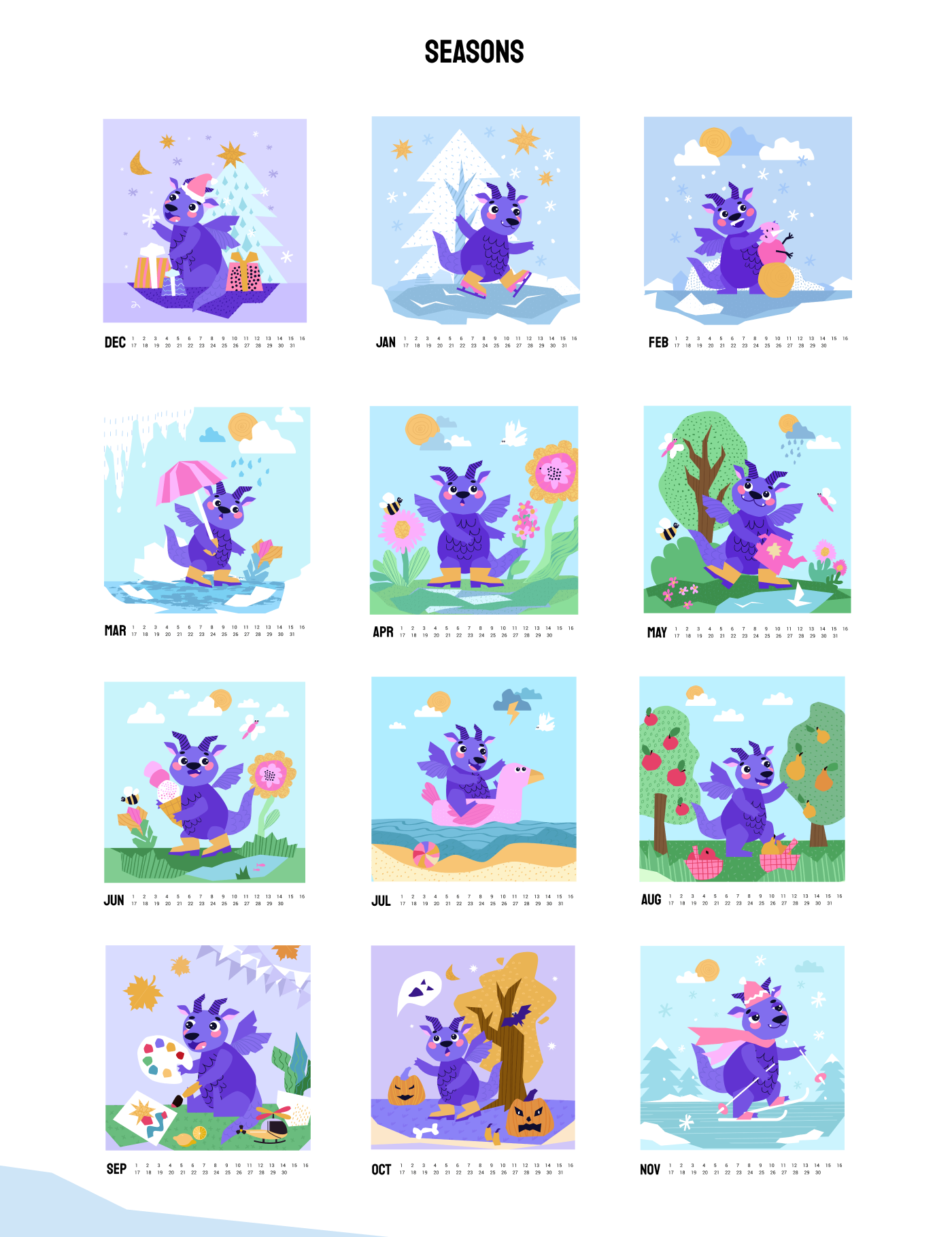 DRAGON CALENDAR 2024 — Изображение №3 — Иллюстрация, Графика на Dprofile