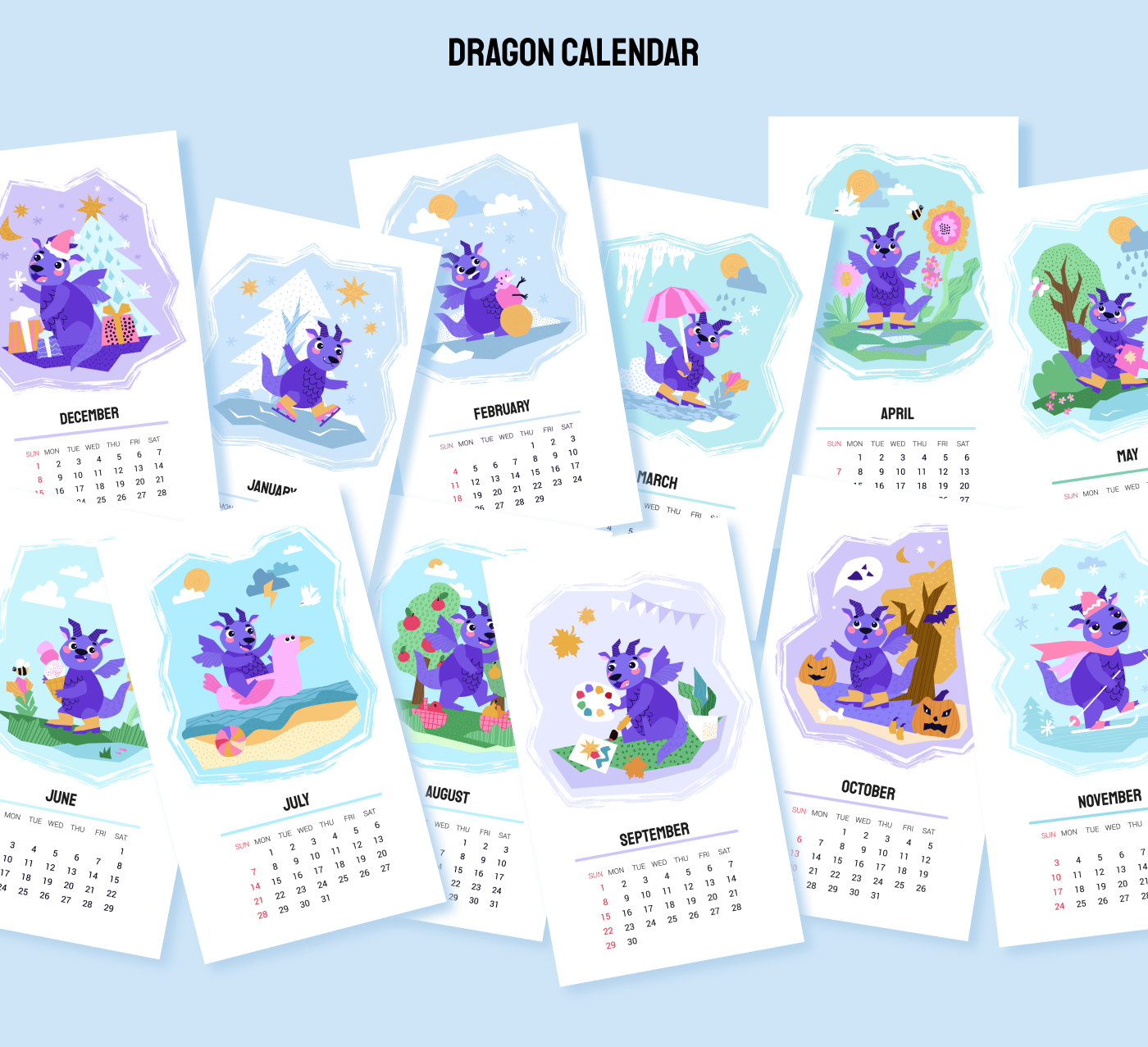 DRAGON CALENDAR 2024 — Изображение №4 — Иллюстрация, Графика на Dprofile