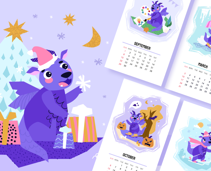 DRAGON CALENDAR 2024 — Иллюстрация, Графика на Dprofile