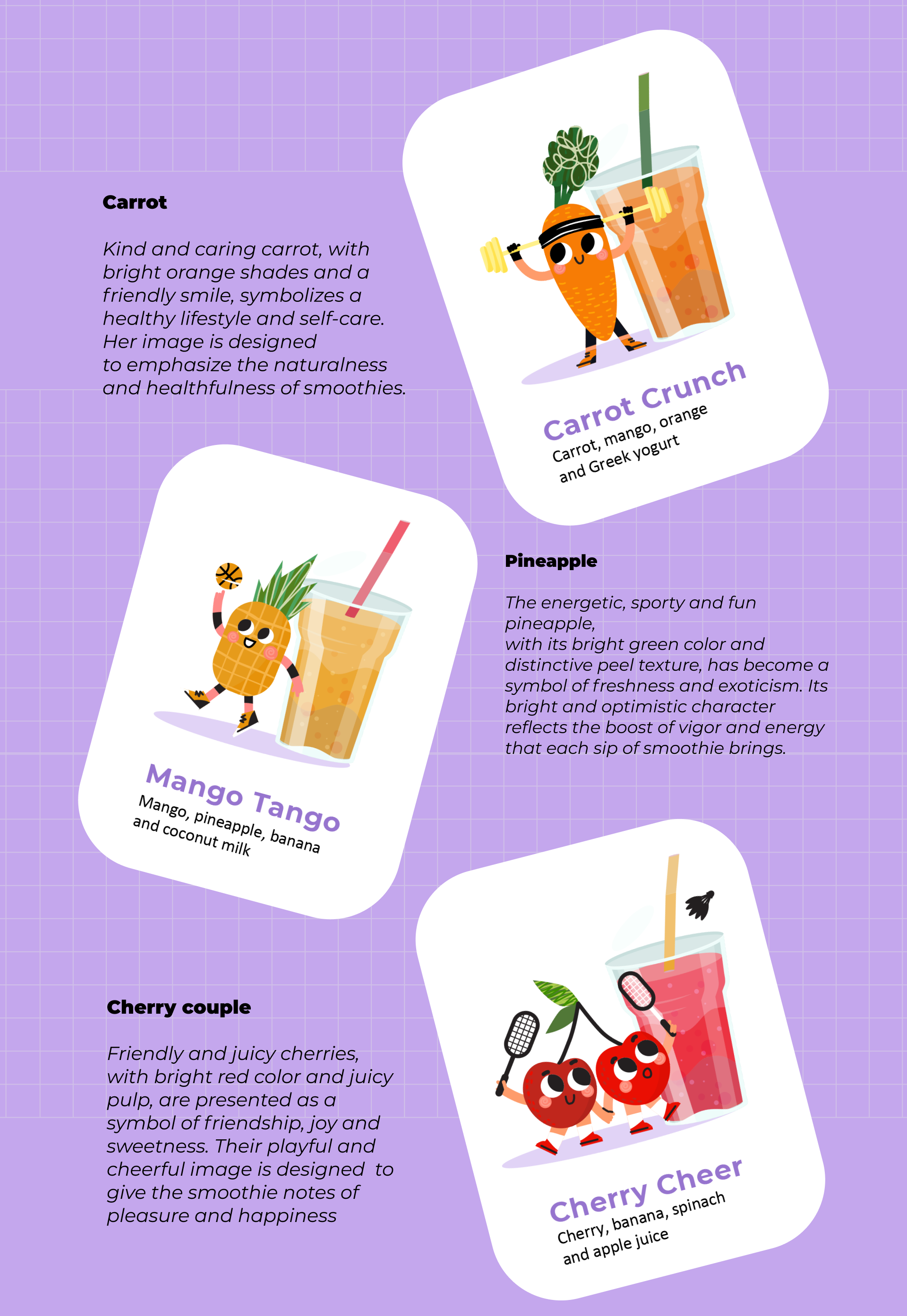 Персонажи для смузи. Smoothie character design — Изображение №3 — Брендинг, Иллюстрация на Dprofile