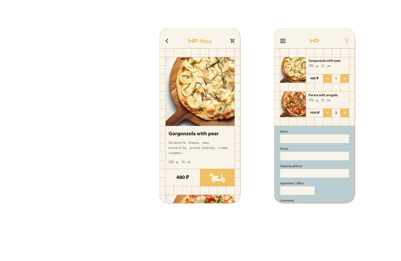 Happiness & Pizza_Mobile First — Изображение №3 — Анимация, Интерфейсы на Dprofile
