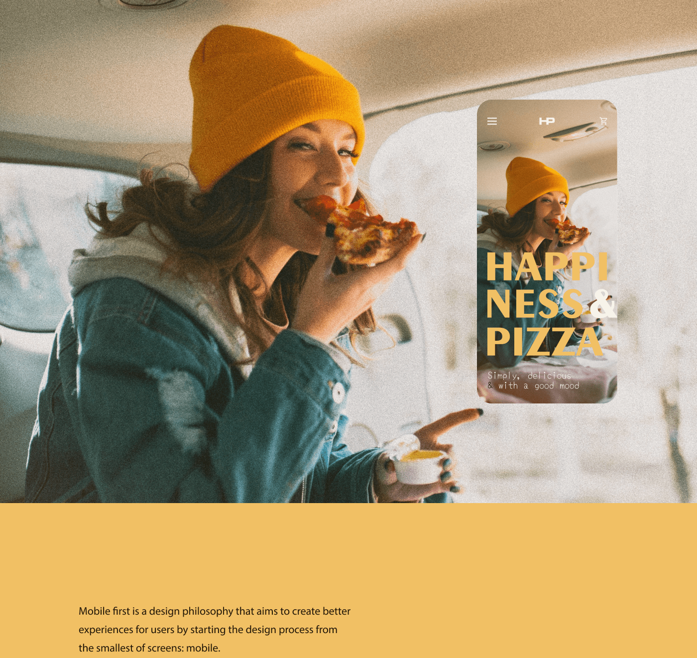Happiness & Pizza_Mobile First — Изображение №1 — Анимация, Интерфейсы на Dprofile