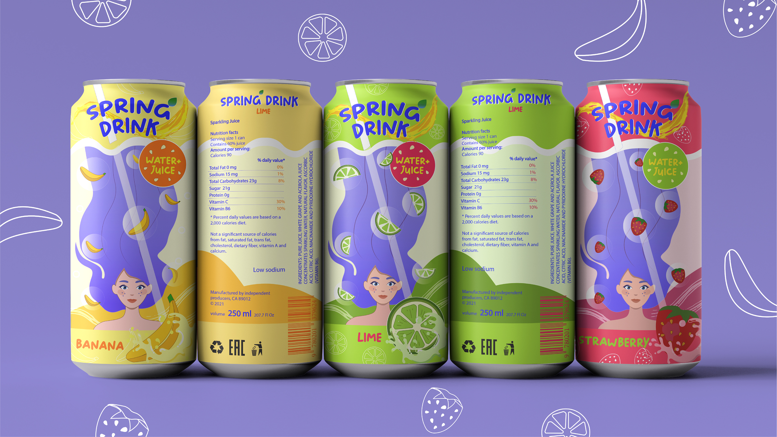 Дизайн упаковки SPRING-DRINK — Изображение №9 — Брендинг, Иллюстрация на Dprofile