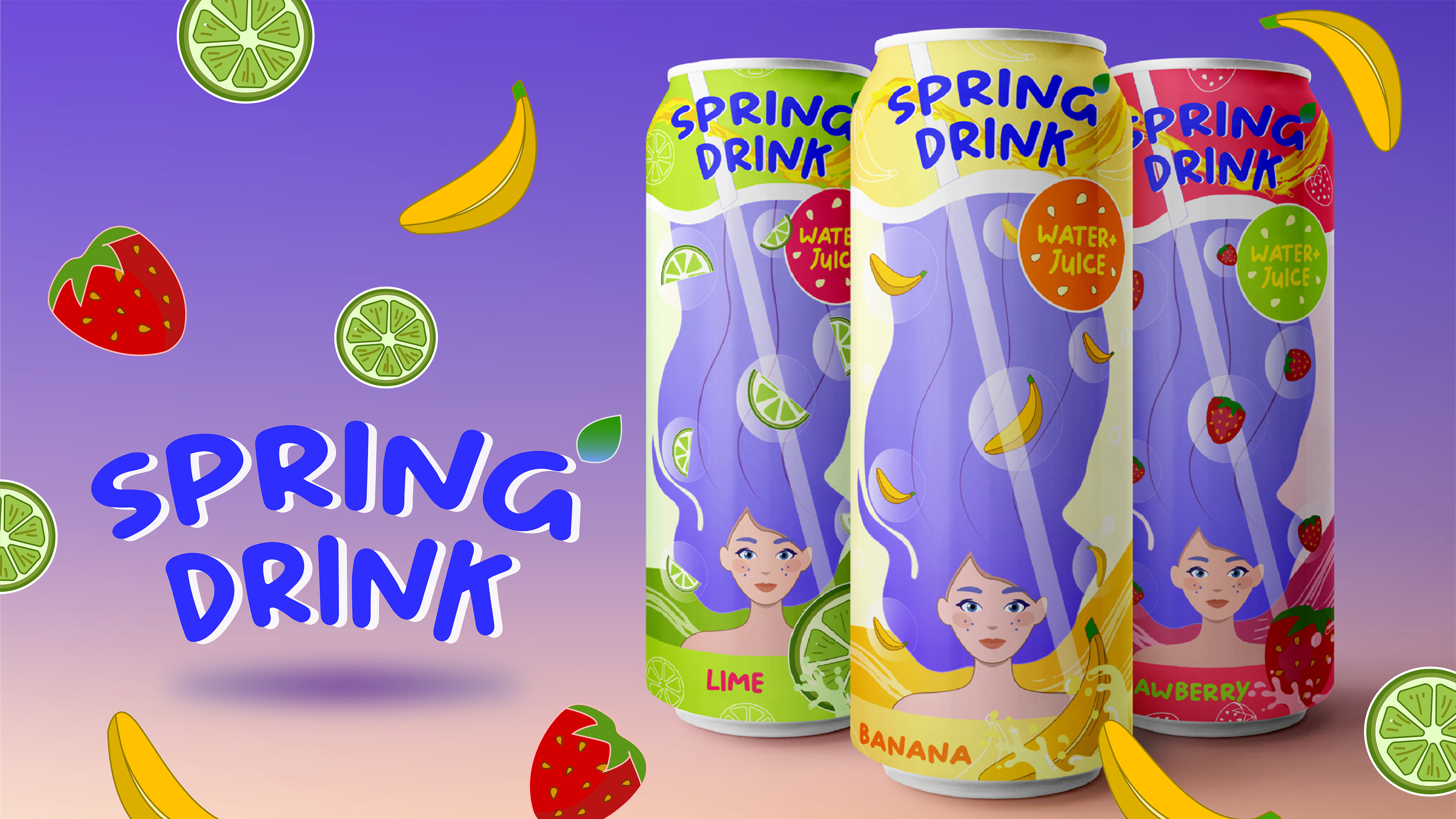 Дизайн упаковки SPRING-DRINK — Изображение №1 — Брендинг, Иллюстрация на Dprofile