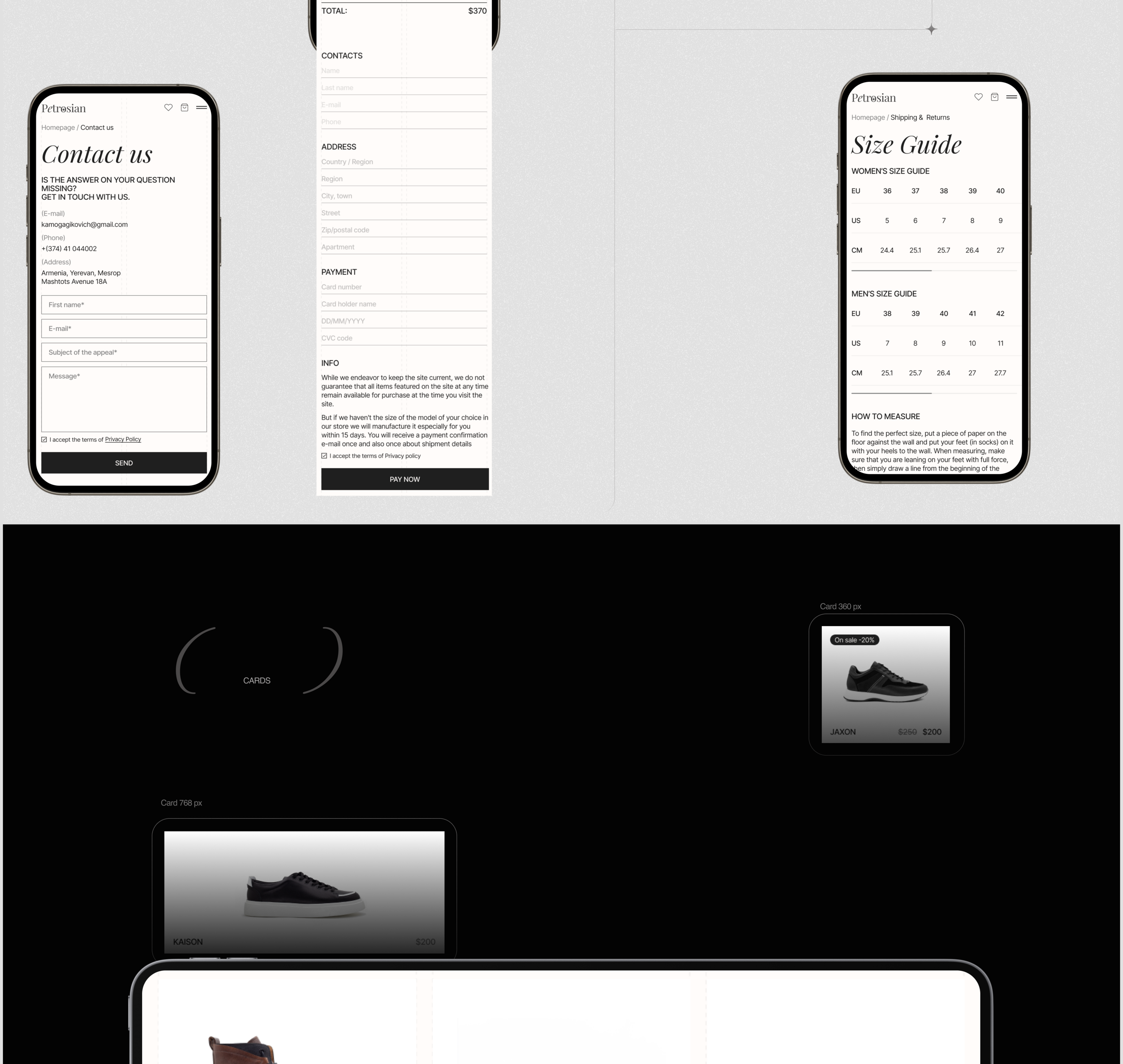 Petrosian Handmade | E-commerce redesign — Изображение №16 — Интерфейсы, Брендинг на Dprofile