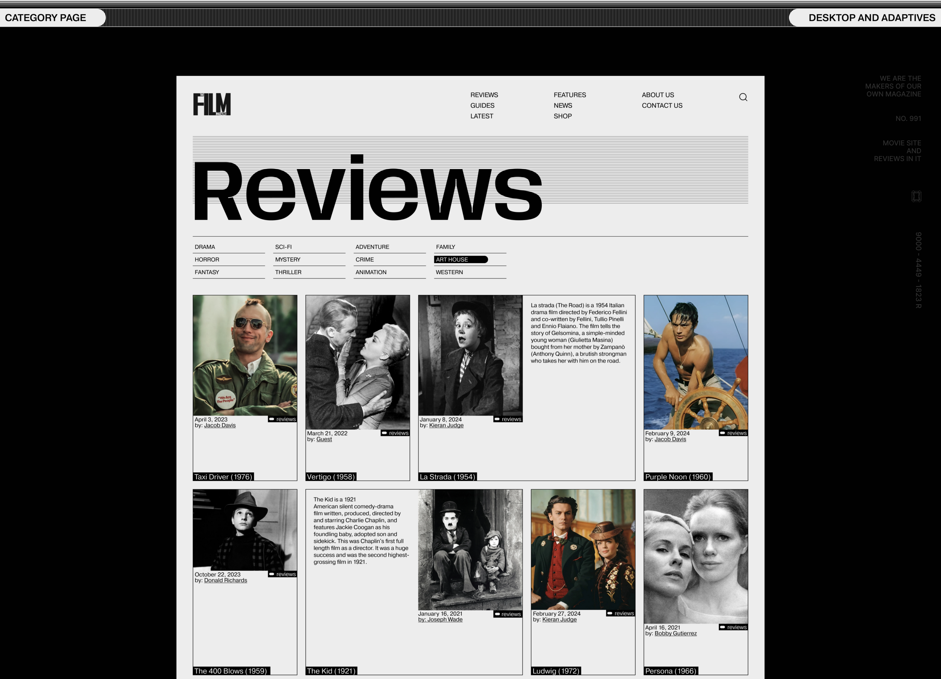 The Film Magazine | News Website — Изображение №8 — Интерфейсы, Брендинг на Dprofile