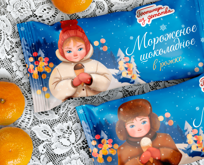 Иллюстрированная упаковка мороженого — Брендинг, Иллюстрация на Dprofile