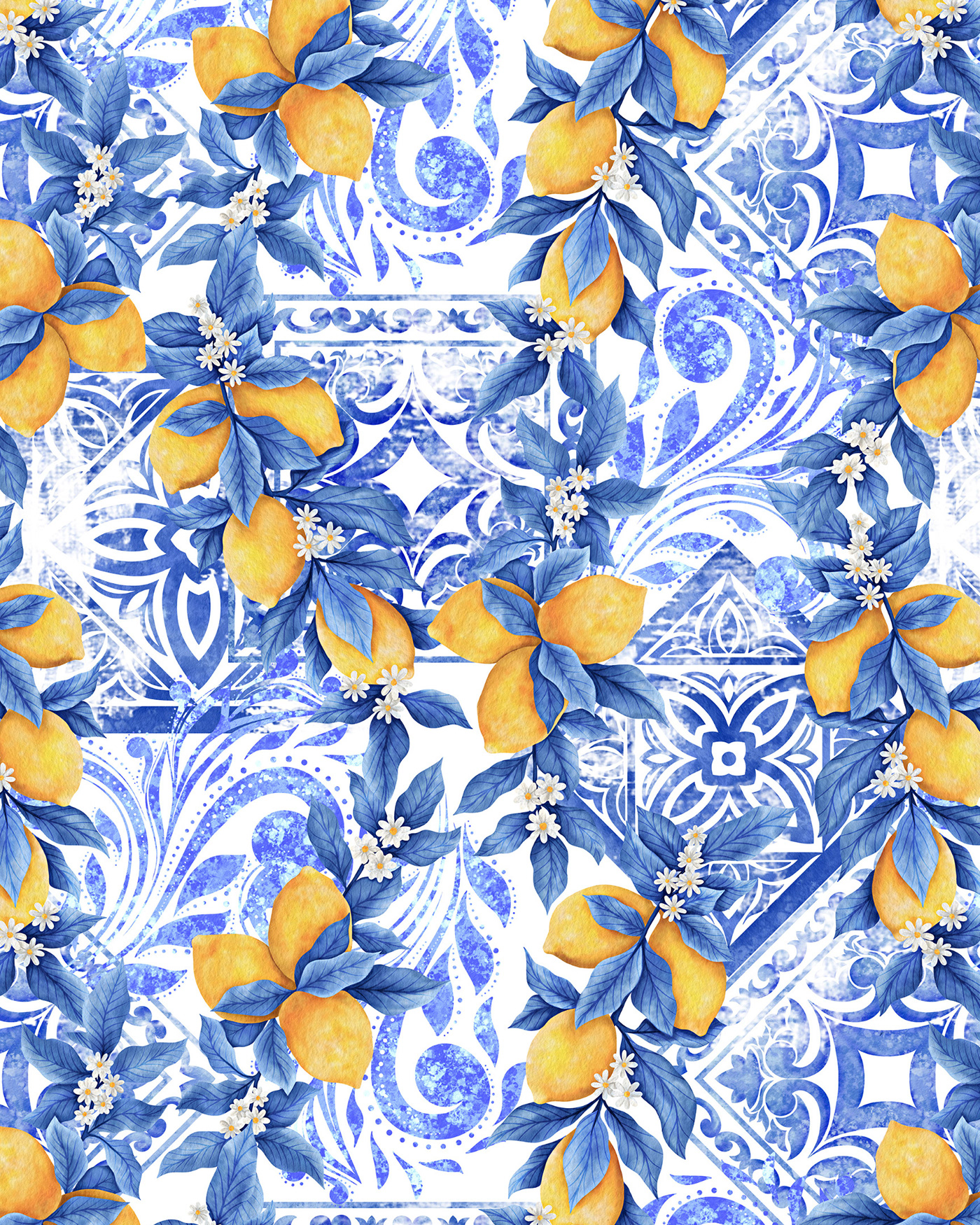 Лимоны принт для текстиля — Изображение №3 — Иллюстрация на Dprofile