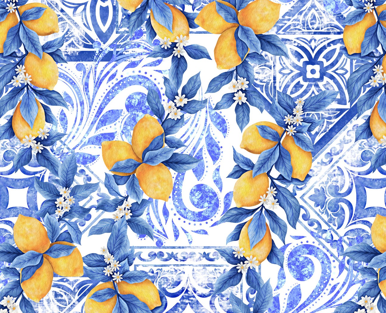 Лимоны принт для текстиля — Иллюстрация на Dprofile