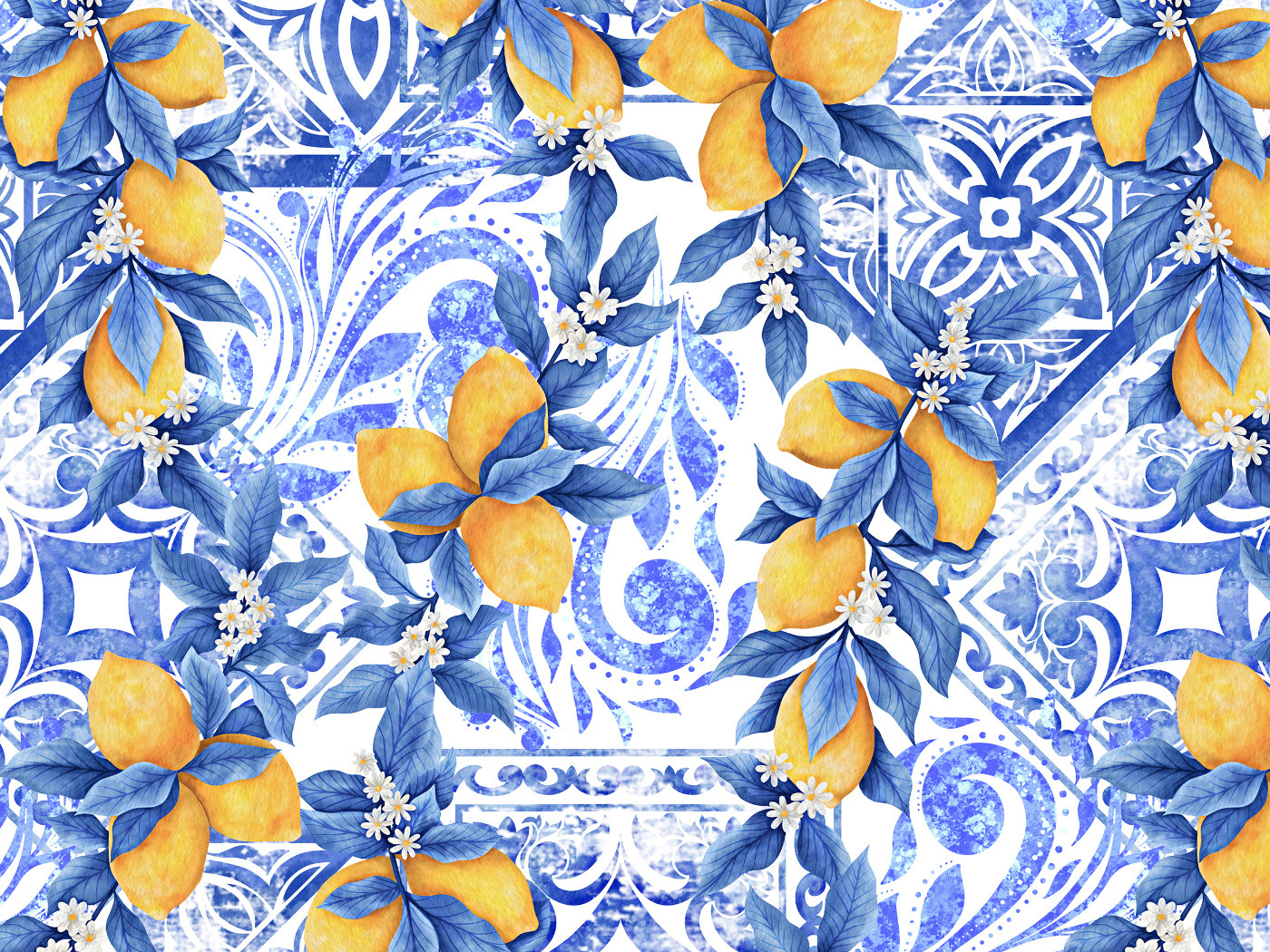 Лимоны принт для текстиля — Изображение №1 — Иллюстрация на Dprofile