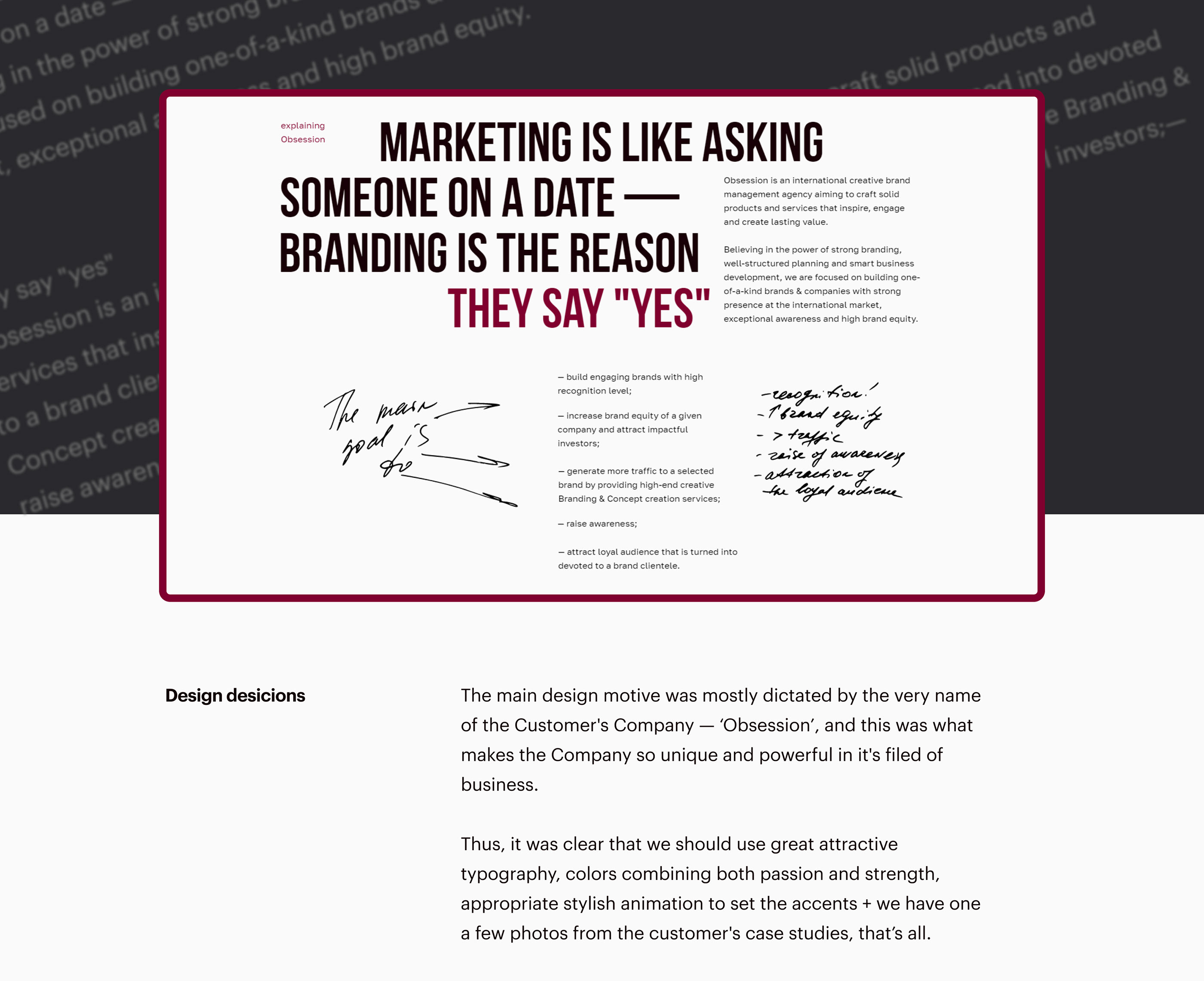 The Obsession Agency website — Изображение №2 — Анимация, Интерфейсы на Dprofile