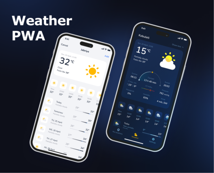 Weather Forecast mobile web progressive app — Интерфейсы на Dprofile