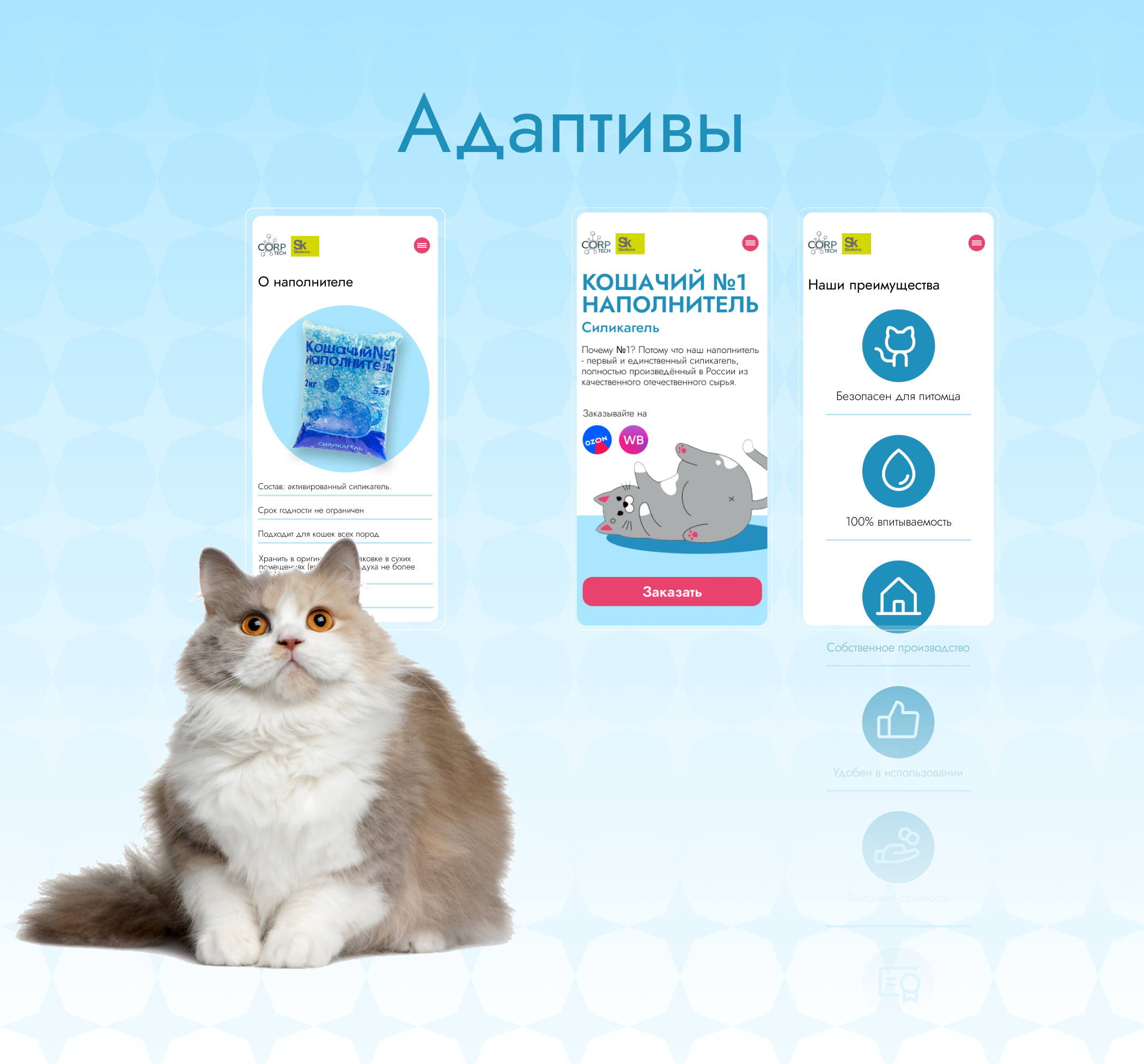 Кошачий наполнитель №1 Силикагель | Landing page — Изображение №7 — Интерфейсы, Графика на Dprofile