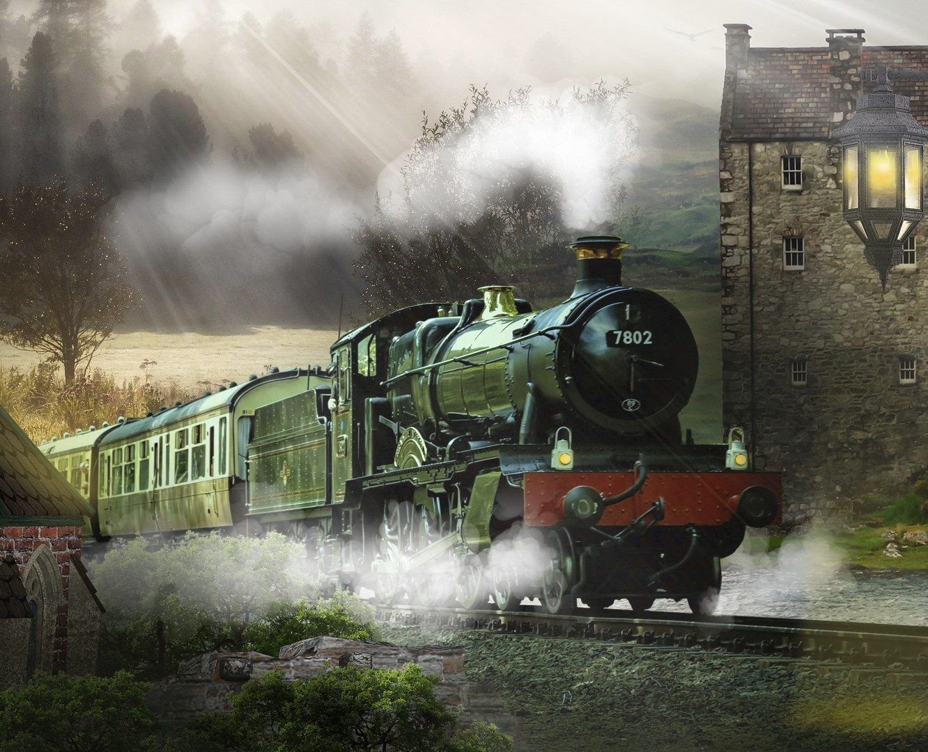 Train. Matte painting — Иллюстрация на Dprofile
