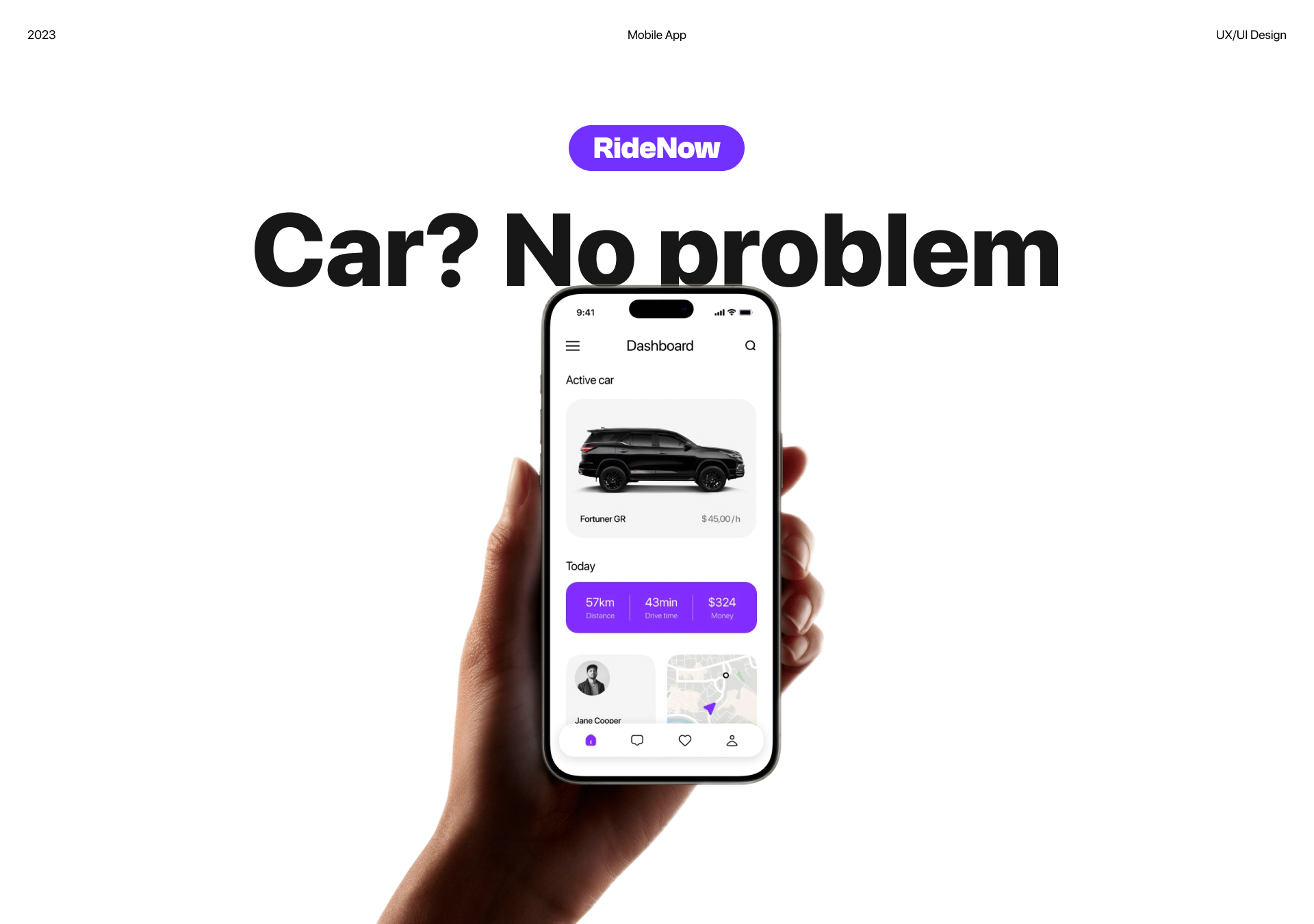 RideNow — Car Rental App & UX/UI — Изображение №1 — Интерфейсы, Брендинг на Dprofile