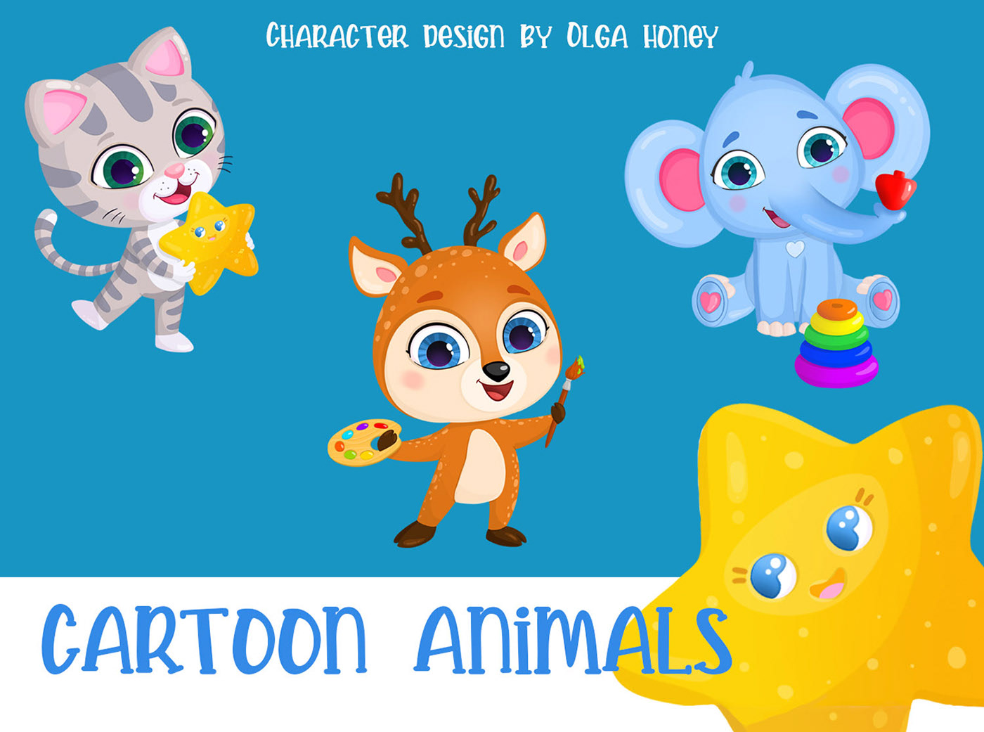 Cartoon characters kids animals — Изображение №1 — Иллюстрация на Dprofile