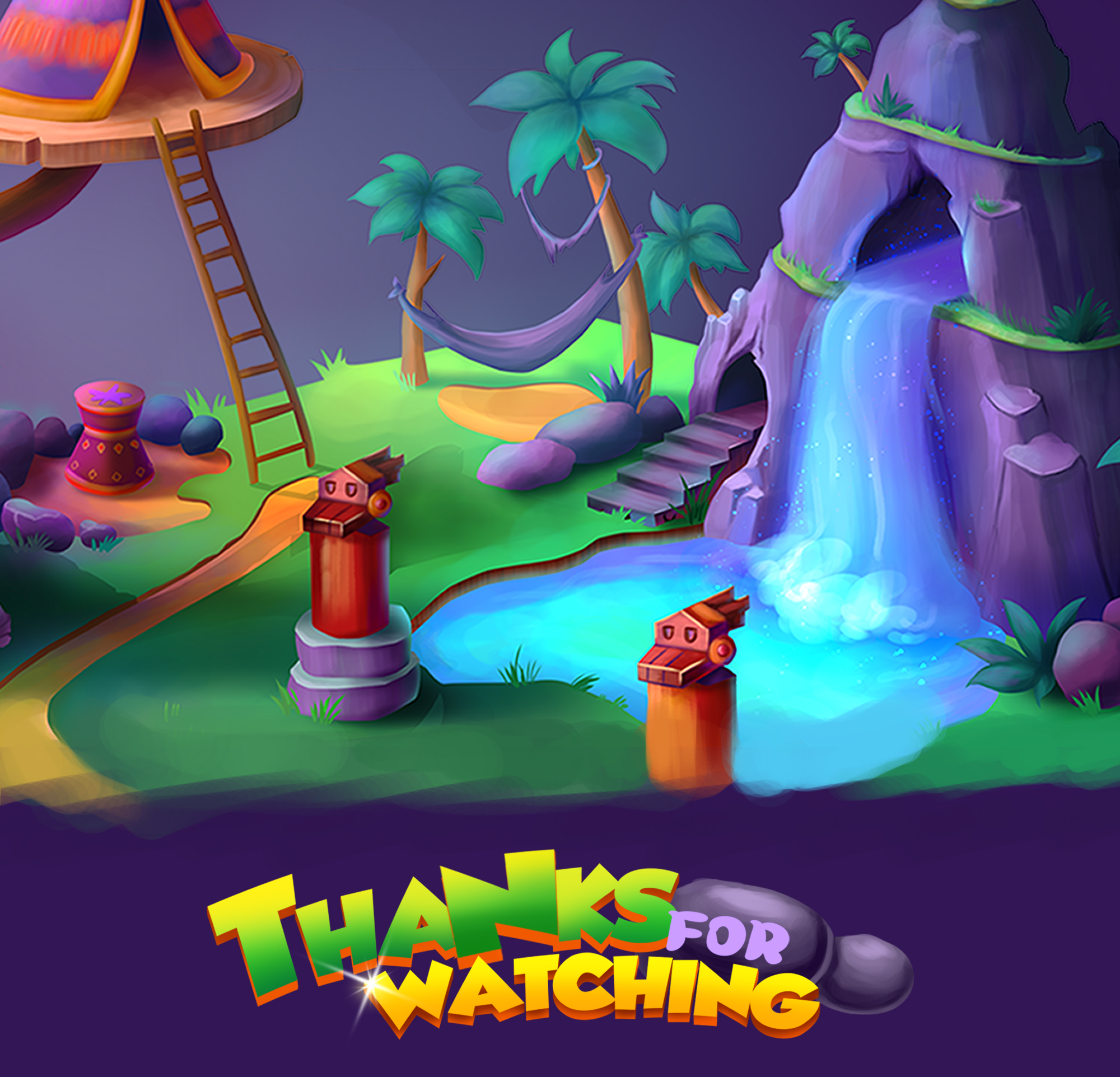 Island of the Crystal waterfall - Game art — Изображение №8 — Иллюстрация на Dprofile