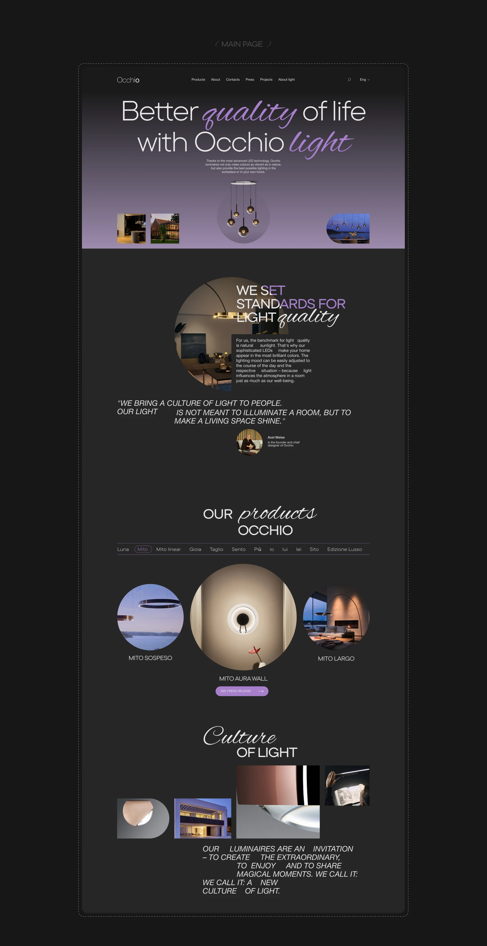 Occhio | Corporate website redesign — Изображение №2 — Интерфейсы, Брендинг на Dprofile