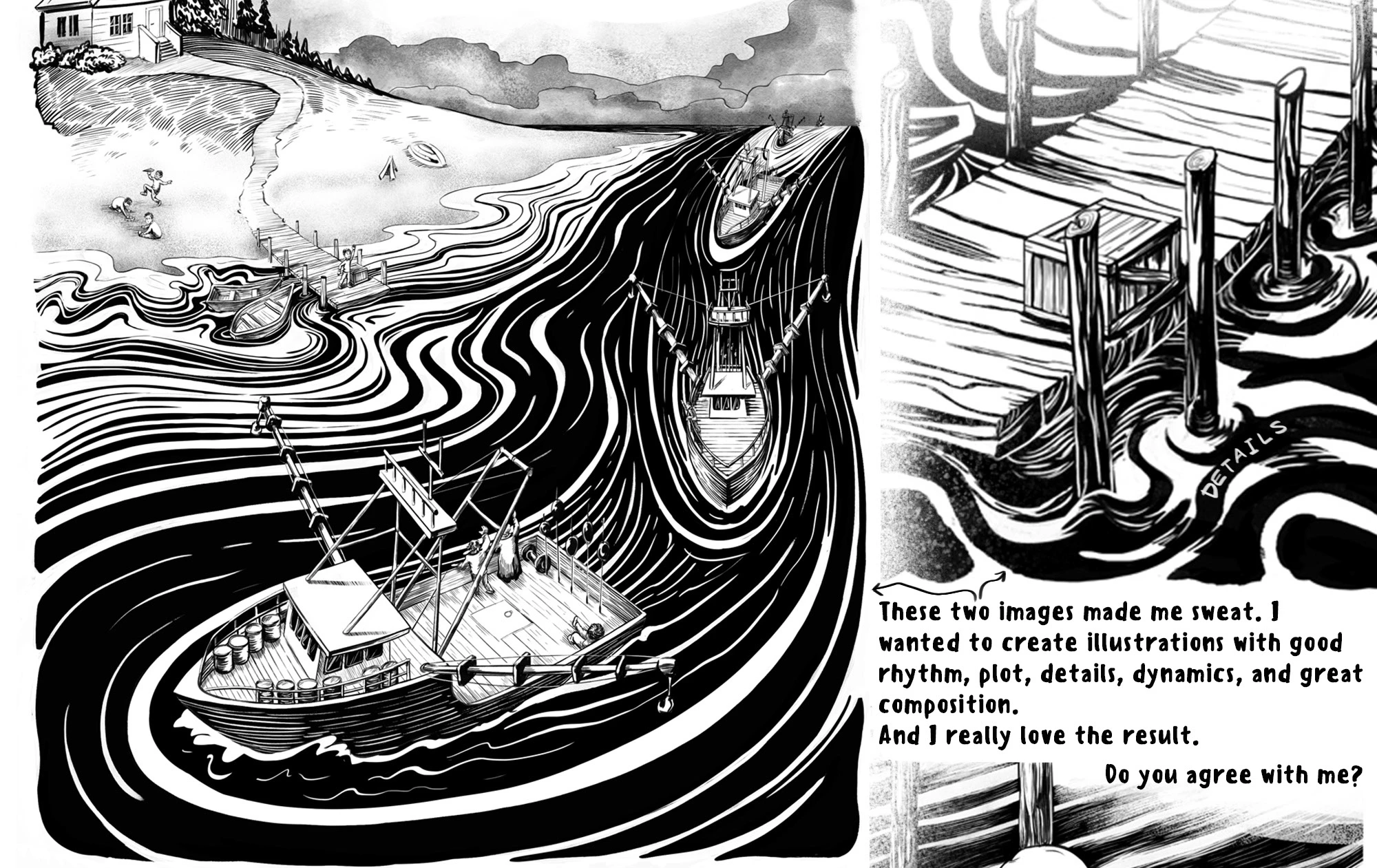 Иллюстрации к детской книге о мальчике и рыбаке — Изображение №3 — Иллюстрация на Dprofile