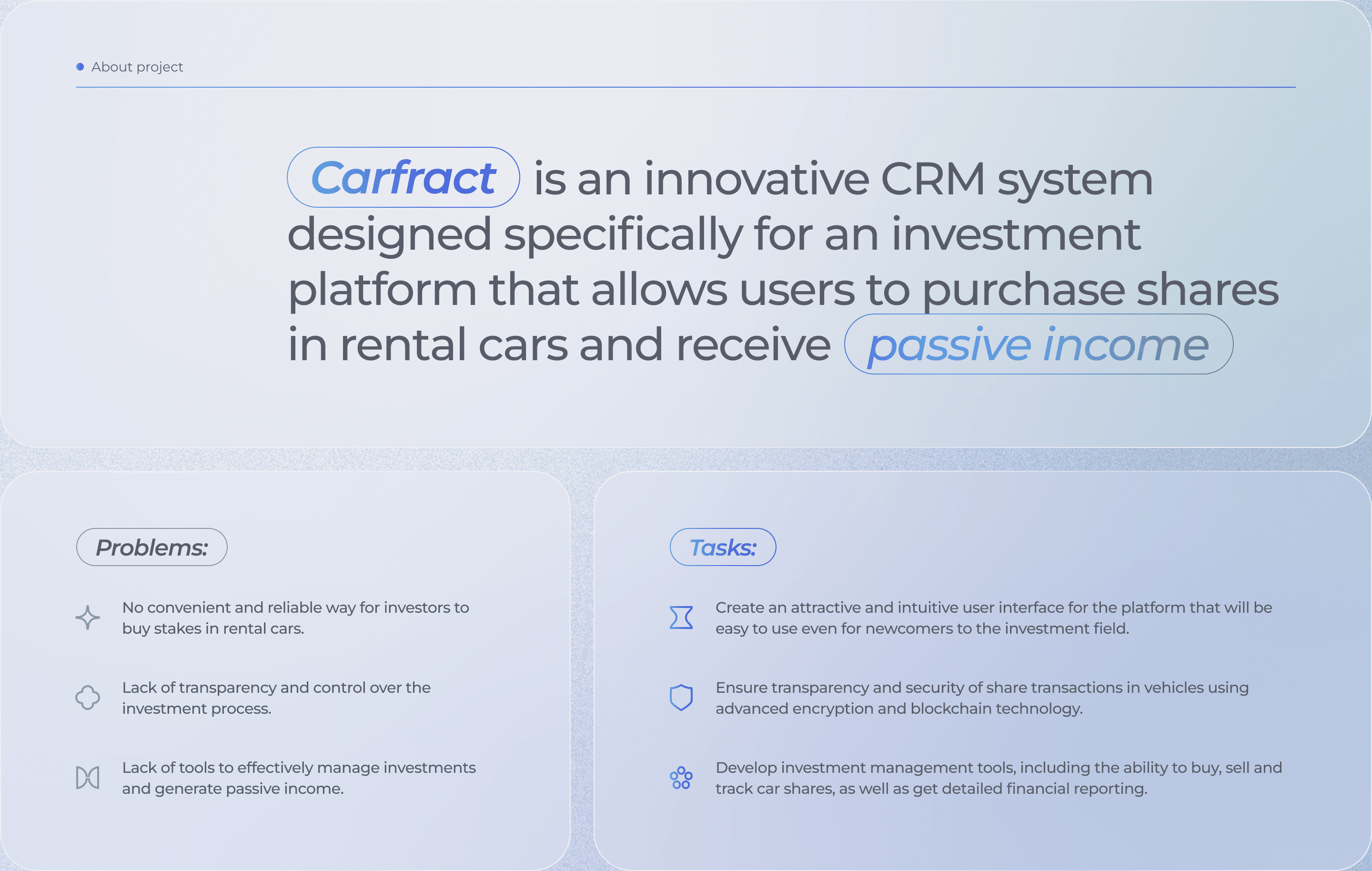 Carfract | CRM система для инвестирования в автопарк — Изображение №2 — Интерфейсы на Dprofile