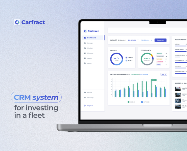 Carfract | CRM система для инвестирования в автопарк — Интерфейсы на Dprofile