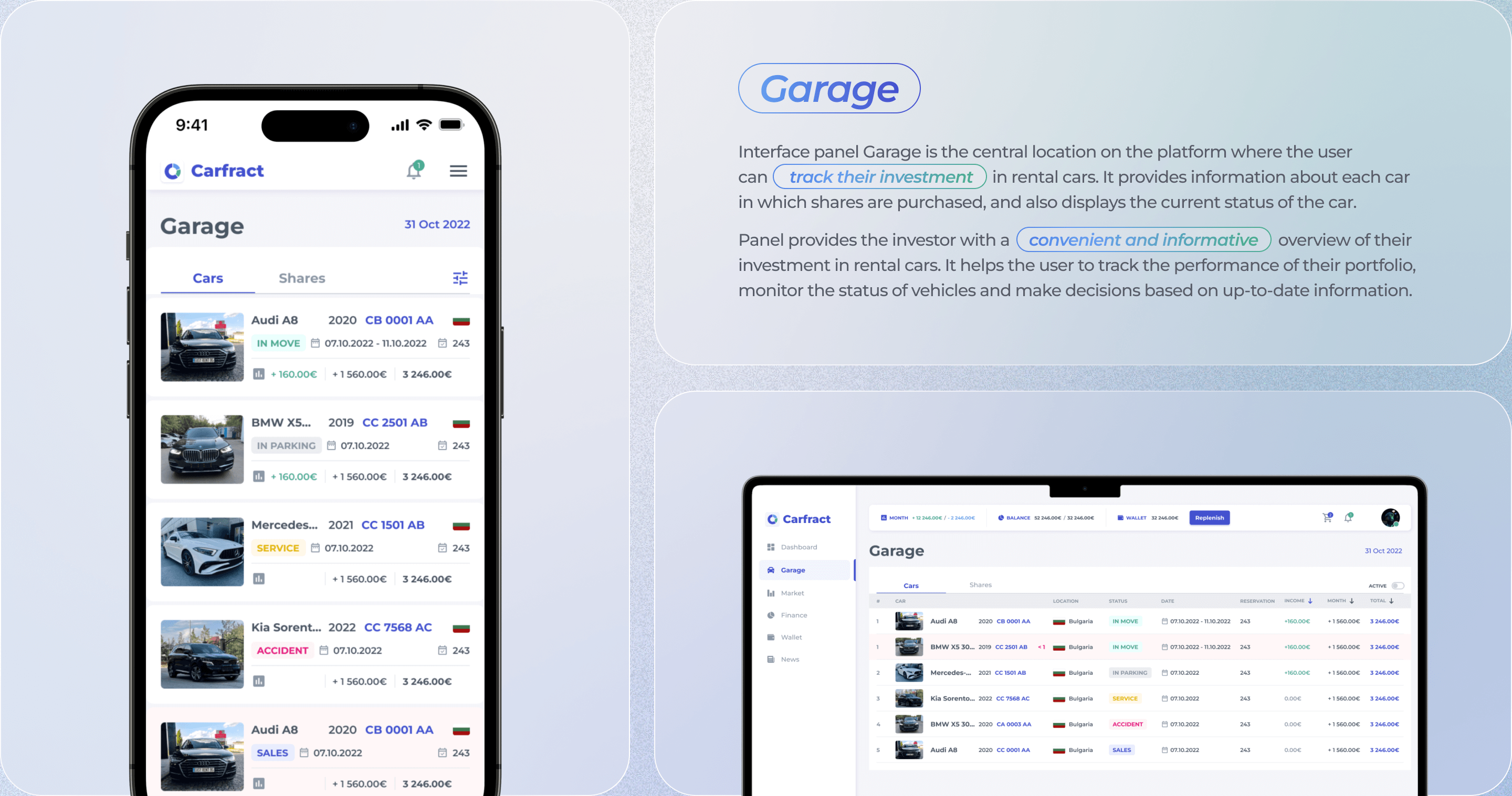 Carfract | CRM система для инвестирования в автопарк — Изображение №8 — Интерфейсы на Dprofile