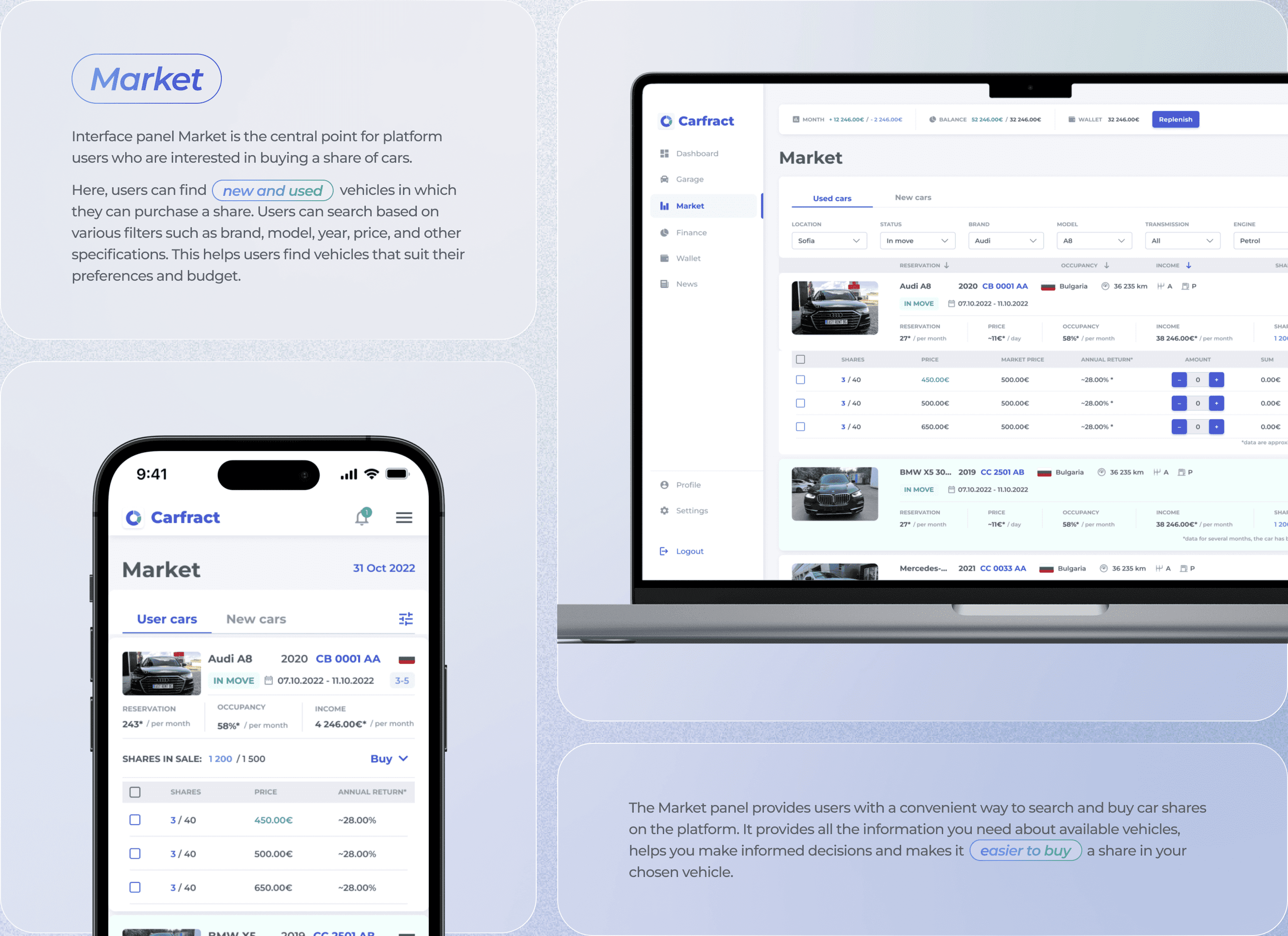 Carfract | CRM система для инвестирования в автопарк — Изображение №10 — Интерфейсы на Dprofile