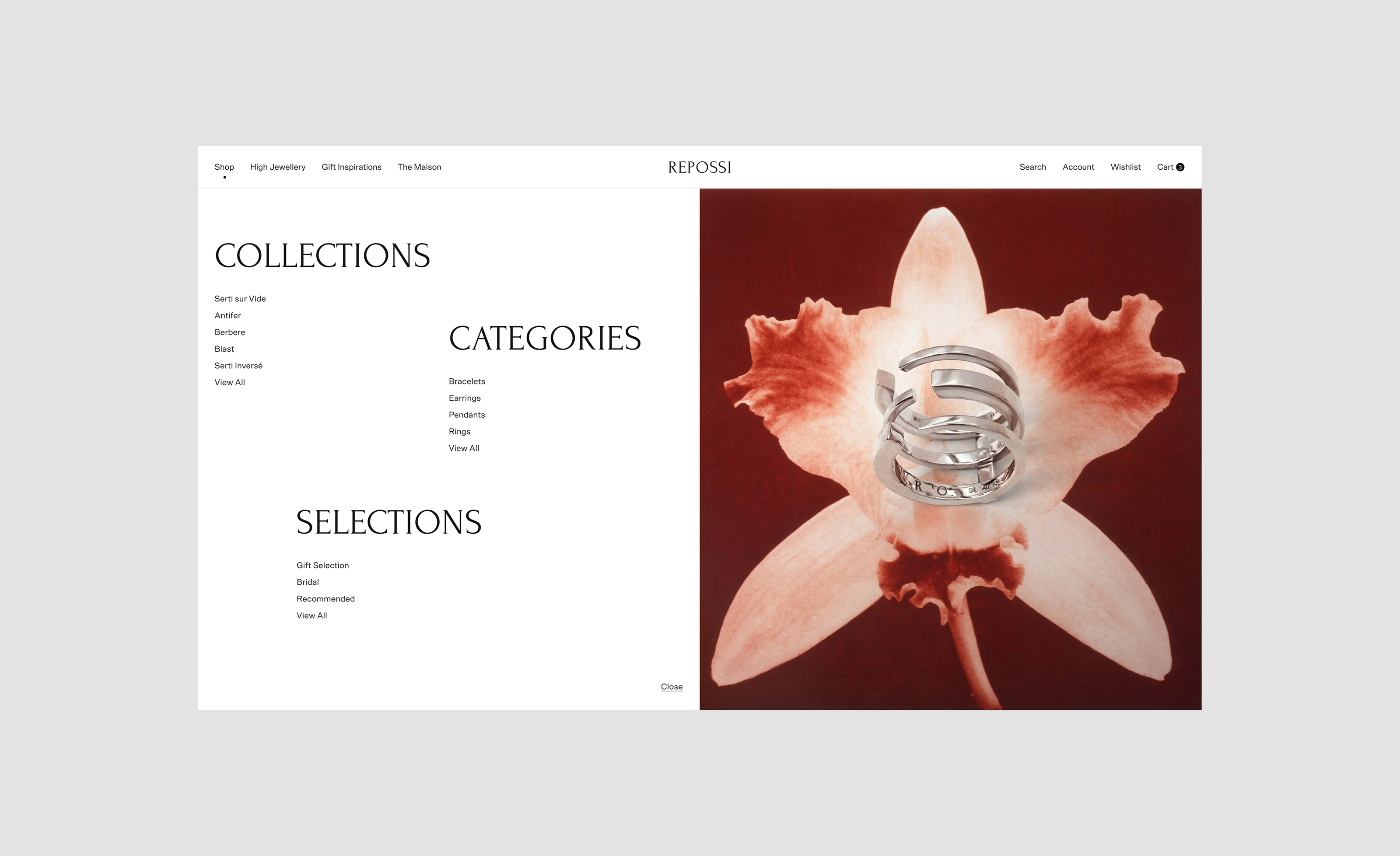 Repossi - Avant-garde Jewellery (e-commerce) — Изображение №5 — Интерфейсы на Dprofile