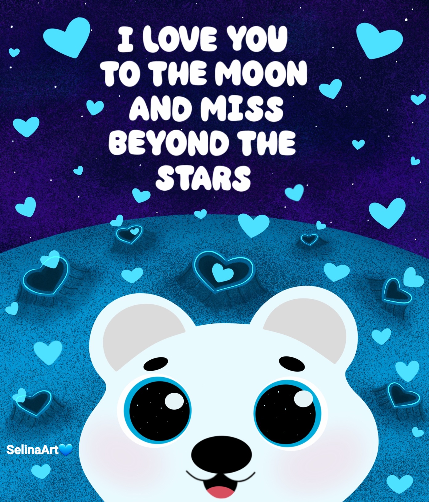 Дизайн для обложки скетчбука"Лунный мишка на луне любви"🐻💙 — Изображение №2 — Иллюстрация, Графика на Dprofile
