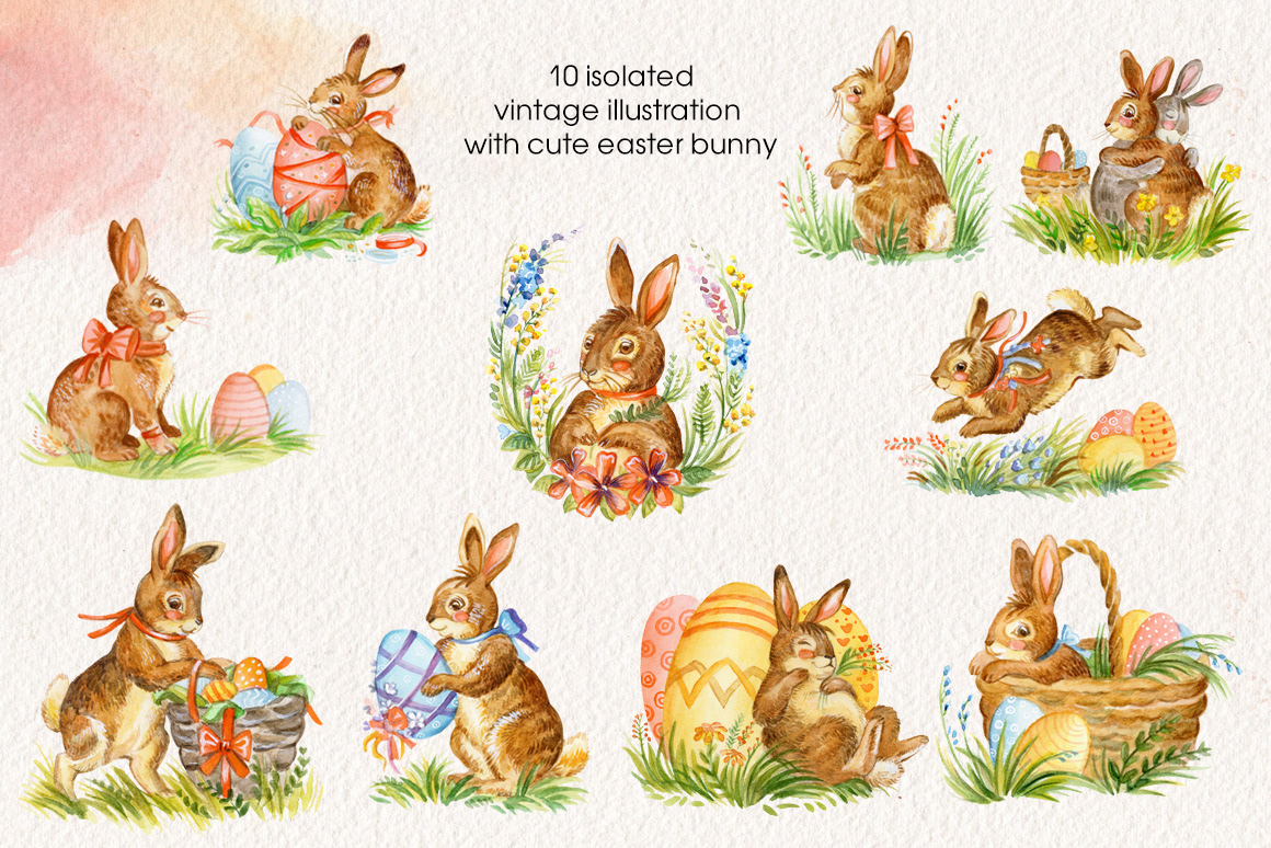 Happy Easter watercolor set — Изображение №2 — Иллюстрация, Графика на Dprofile