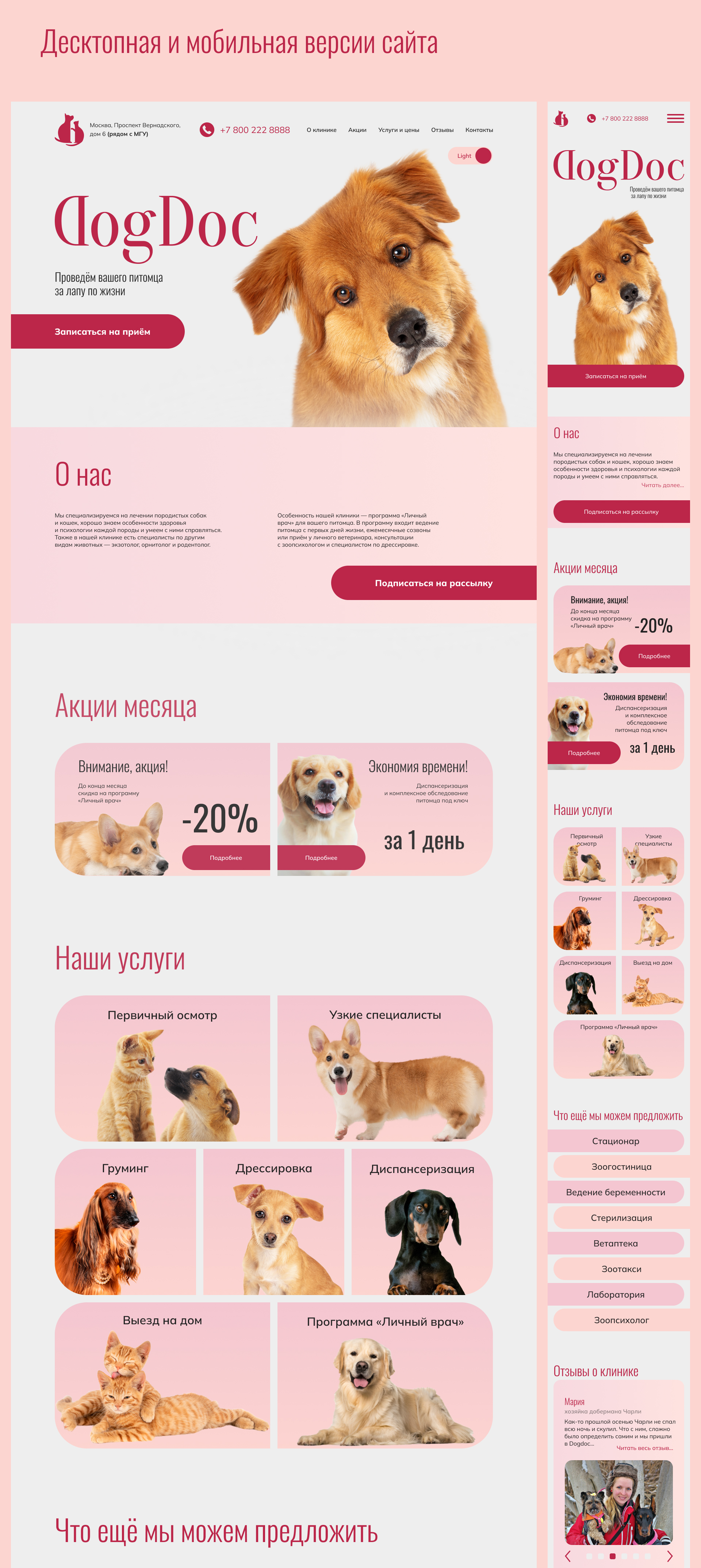 DogDoc Концепт сайта ветеринарной клиники — Изображение №3 — Интерфейсы, Анимация на Dprofile