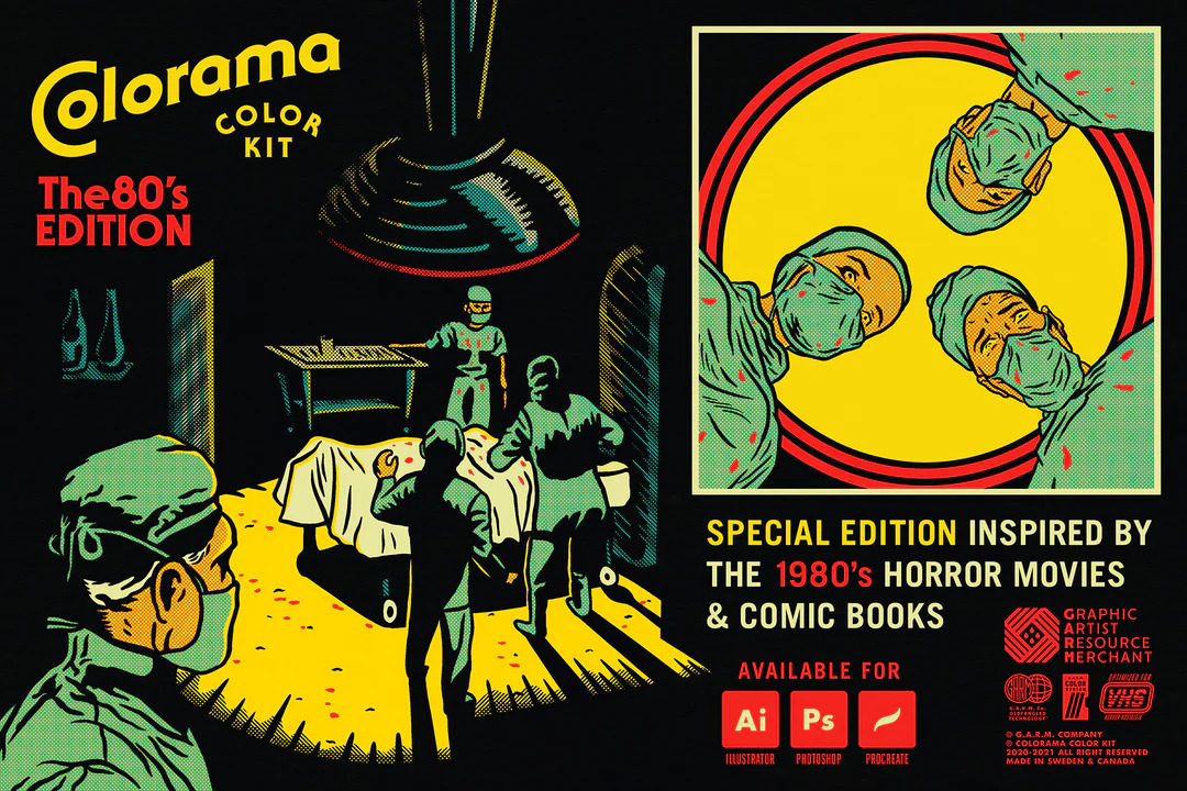 (FREE) Colorama Color Kit - 80's Edition (Photoshop) — Изображение №2 — Интерфейсы, Маркетинг на Dprofile